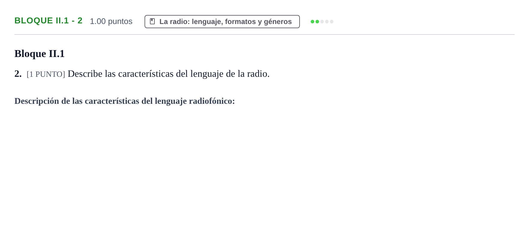 Enunciado: Bloque II.1 - 2 · Cultura Audiovisual II PAU Cantabria Ordinaria 2021