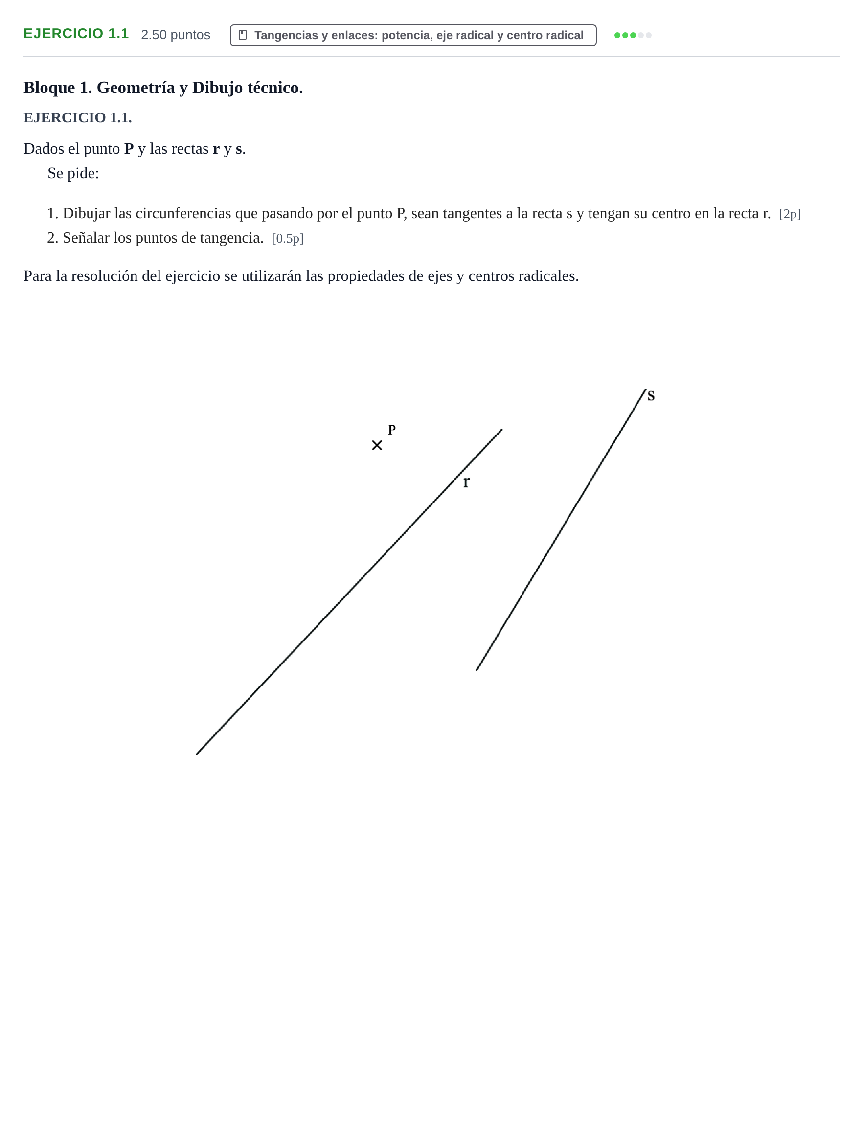 Enunciado: Ejercicio 1.1 · Dibujo técnico II PAU Cantabria Extraordinaria 2021