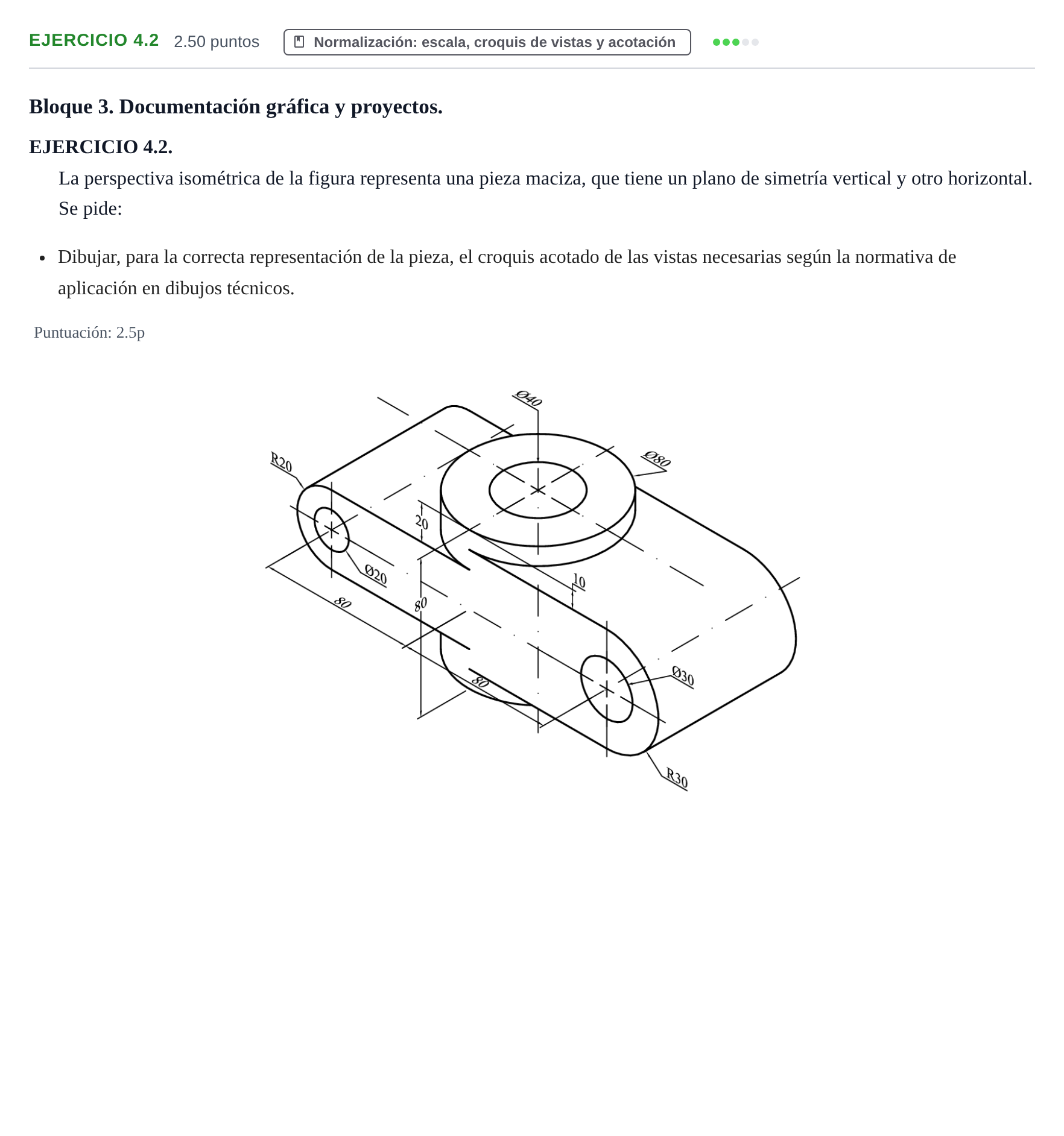 Enunciado: Ejercicio 4.2 · Dibujo técnico II PAU Cantabria Extraordinaria 2021