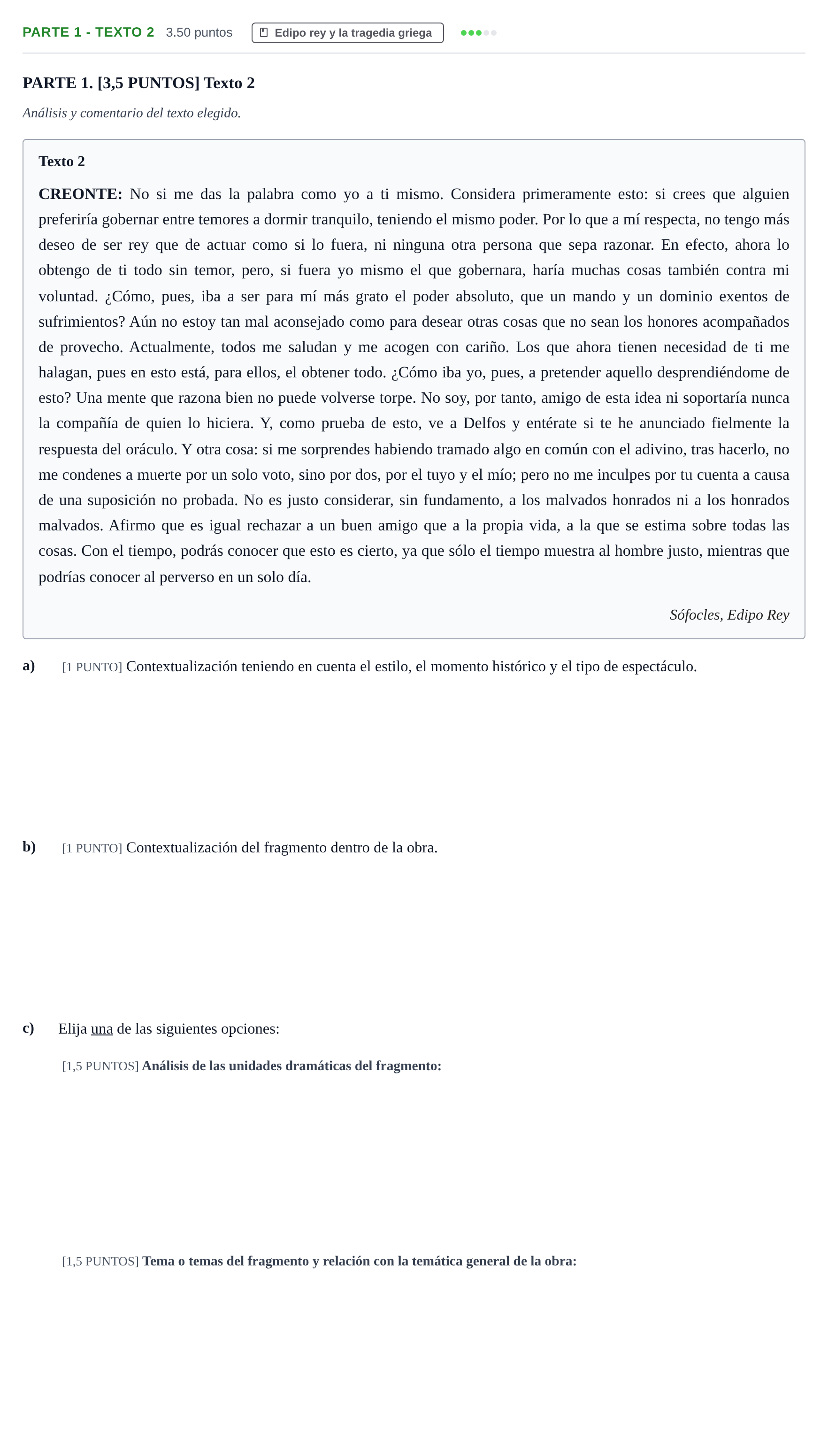 Enunciado: Ejercicio Parte 1 - Texto 2 · Artes Escénicas PAU Cantabria Ordinaria 2021