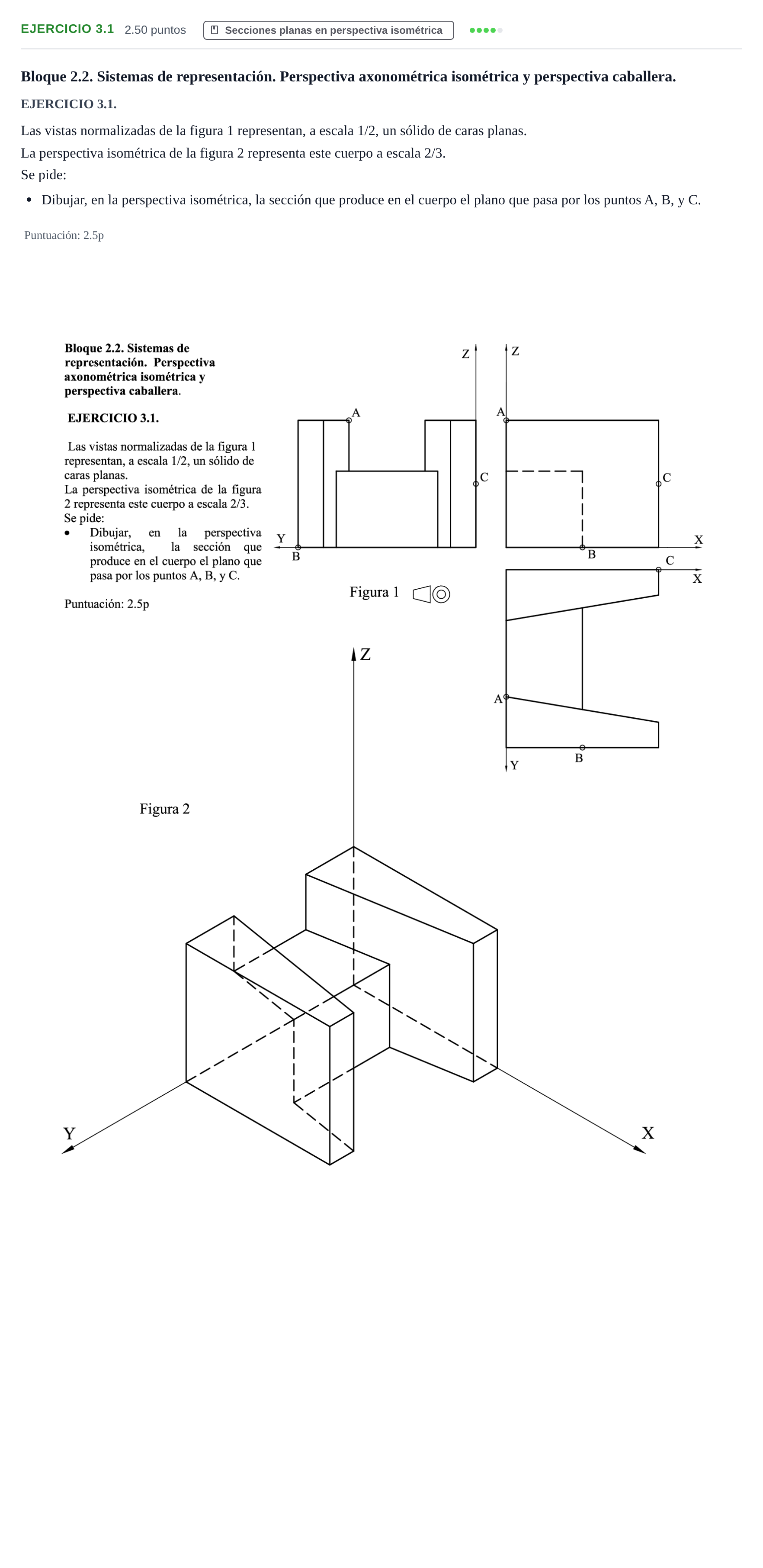 Enunciado: Ejercicio 3.1 · Dibujo técnico II PAU Cantabria Ordinaria 2021