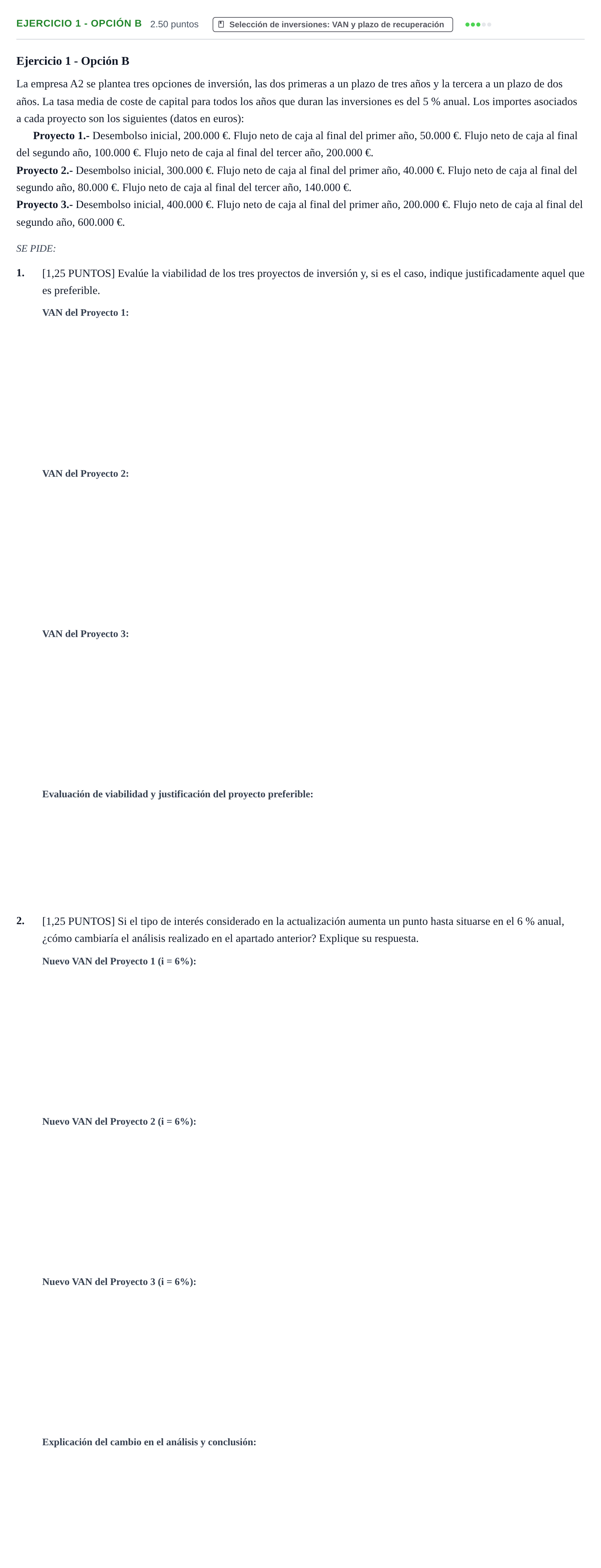 Enunciado: Ejercicio 1 - Opción B · Empresa y Diseño de Modelos de Negocio PAU Cantabria Extraordinaria 2021