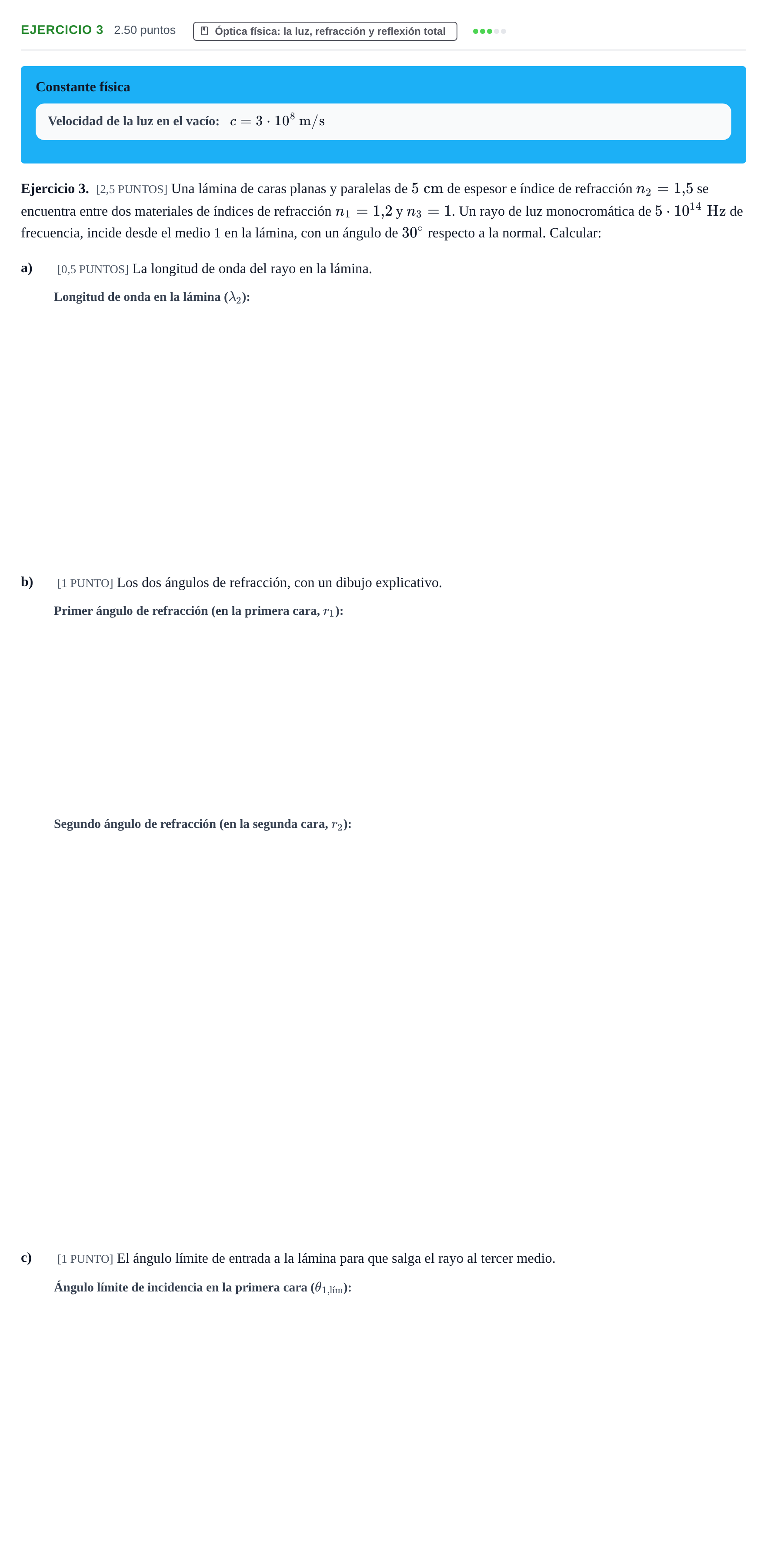 Enunciado: Ejercicio 3 · Física PAU Cantabria Ordinaria 2021