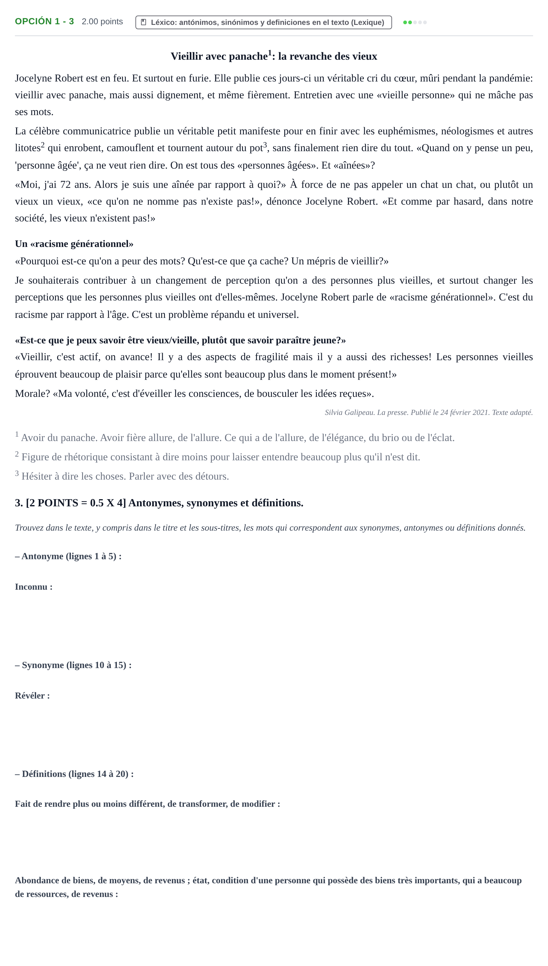 Enunciado: Opción 1 - 3 · Francés PAU Cantabria Ordinaria 2021