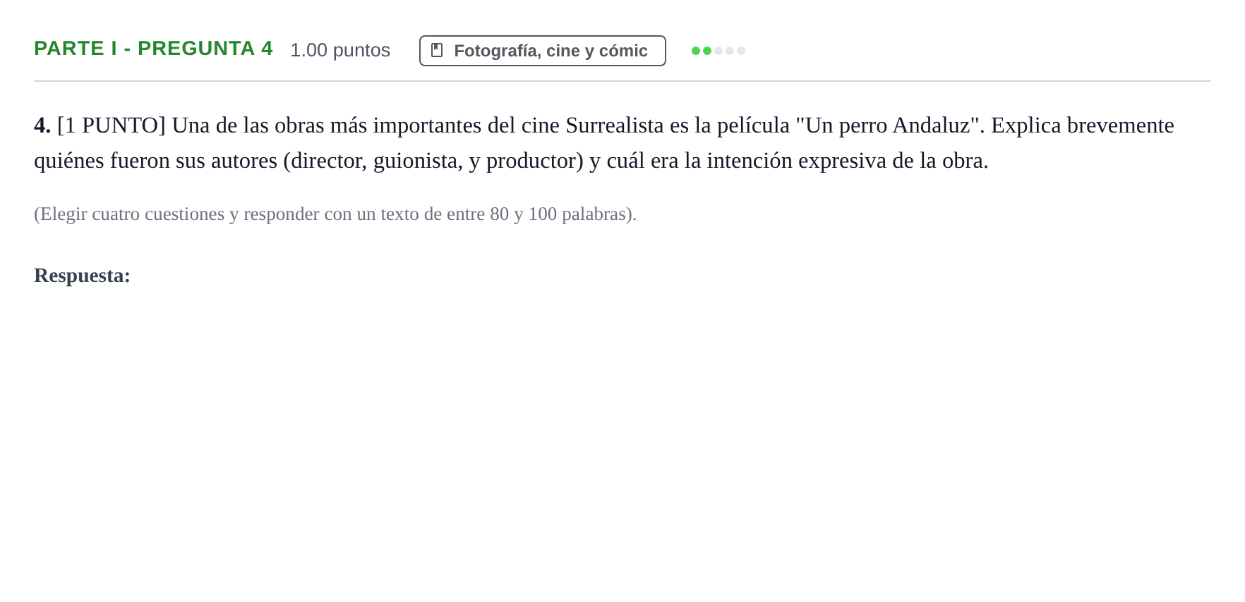 Enunciado: Ejercicio Parte I - Pregunta 4 · Fundamentos Artísticos PAU Cantabria Ordinaria 2021