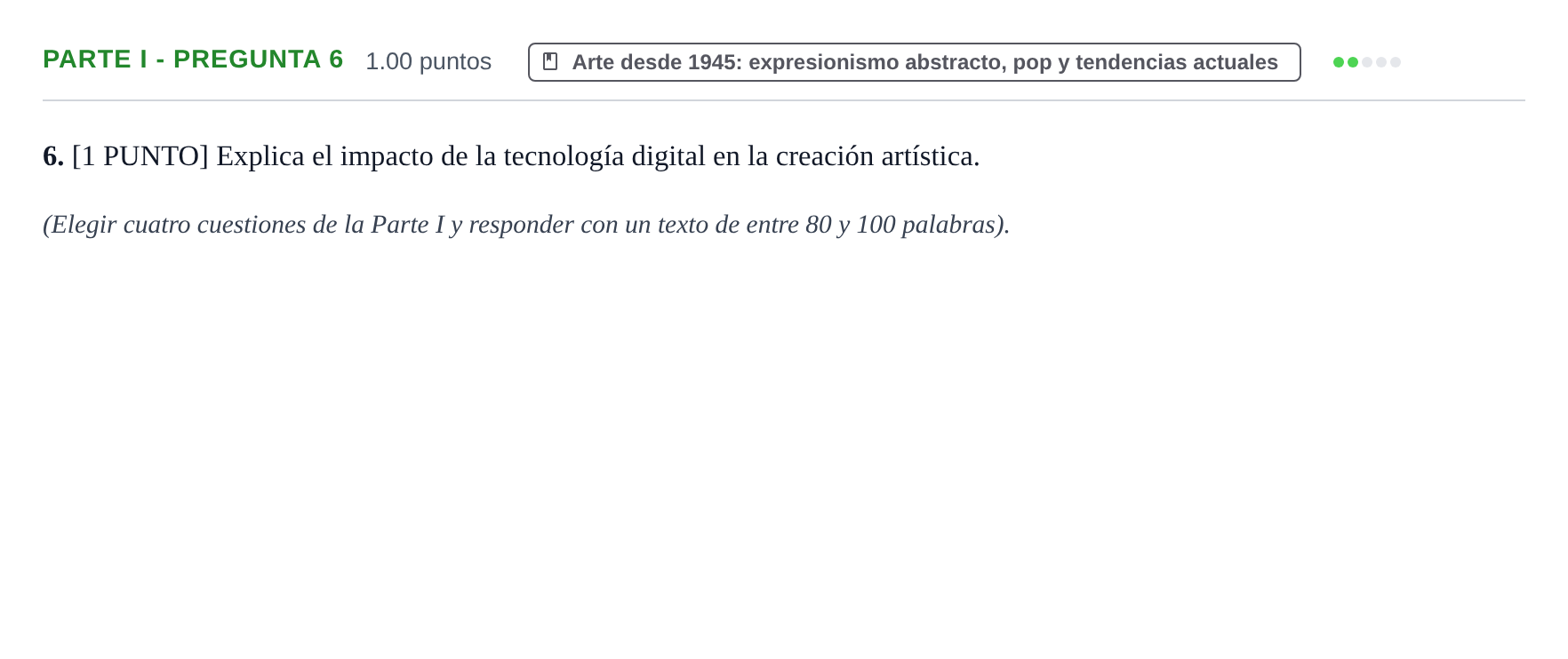 Enunciado: Ejercicio Parte I - Pregunta 6 · Fundamentos Artísticos PAU Cantabria Ordinaria 2021