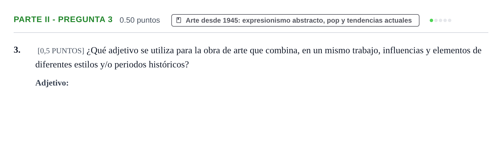 Enunciado: Ejercicio Parte II - Pregunta 3 · Fundamentos Artísticos PAU Cantabria Ordinaria 2021