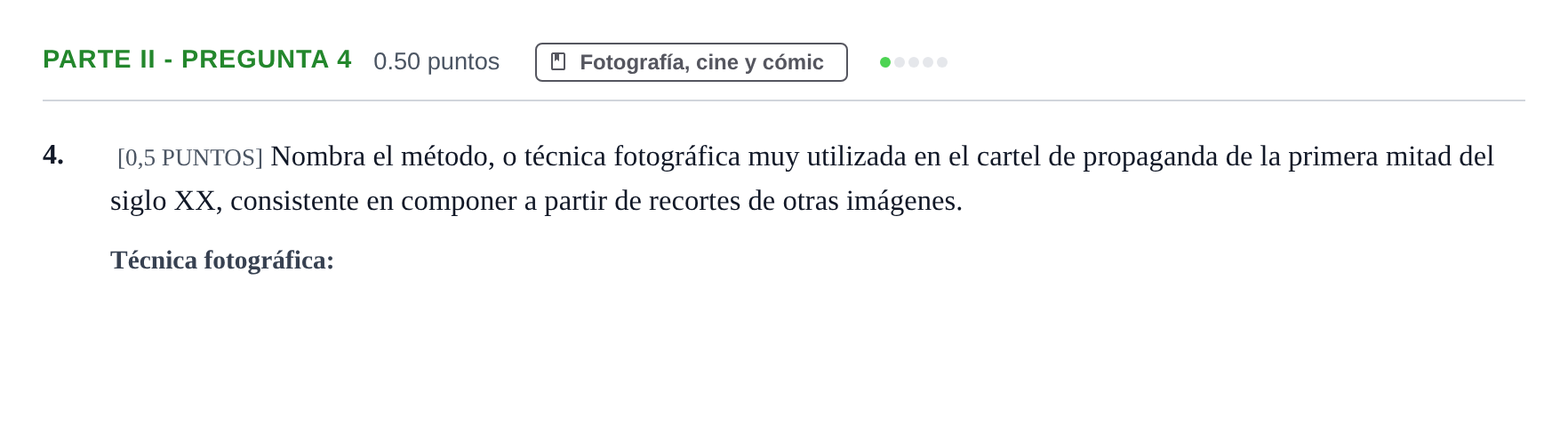 Enunciado: Ejercicio Parte II - Pregunta 4 · Fundamentos Artísticos PAU Cantabria Ordinaria 2021