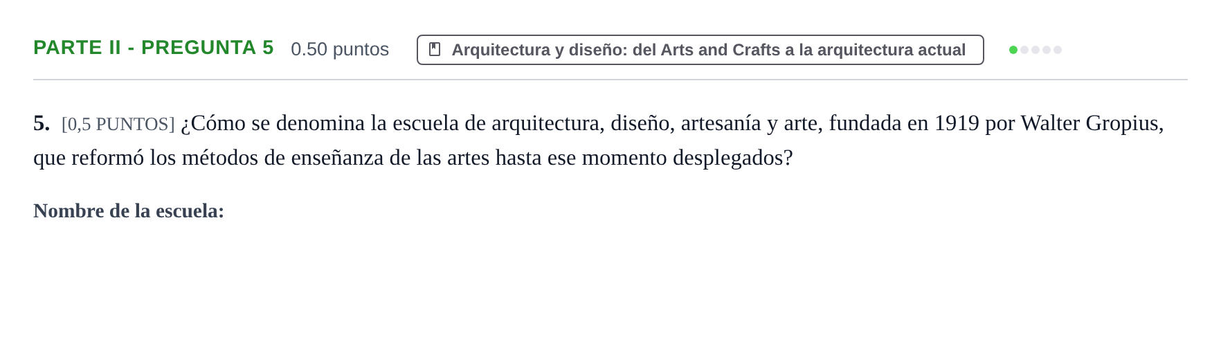 Enunciado: Ejercicio Parte II - Pregunta 5 · Fundamentos Artísticos PAU Cantabria Ordinaria 2021