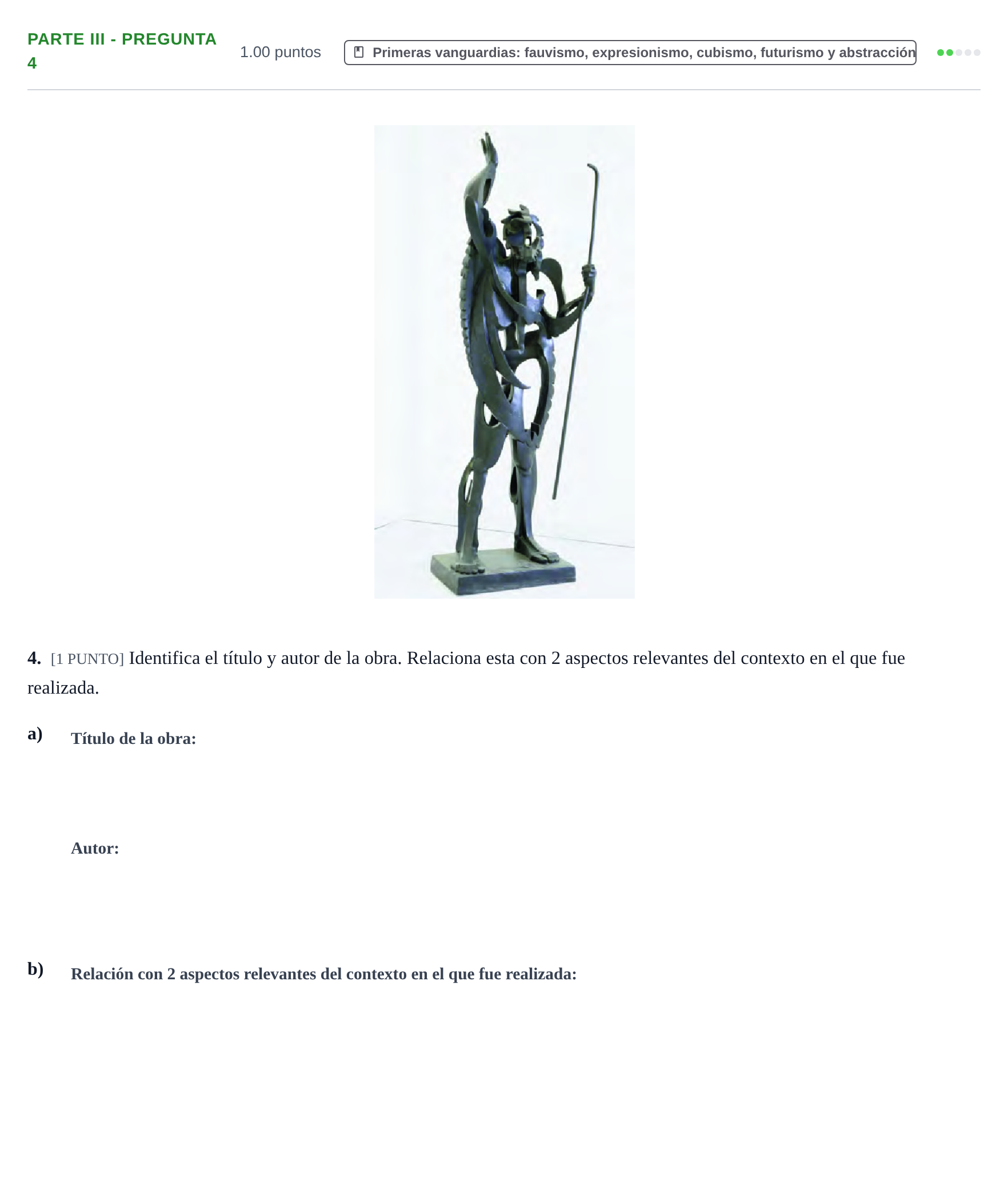 Enunciado: Ejercicio Parte III - Pregunta 4 · Fundamentos Artísticos PAU Cantabria Ordinaria 2021