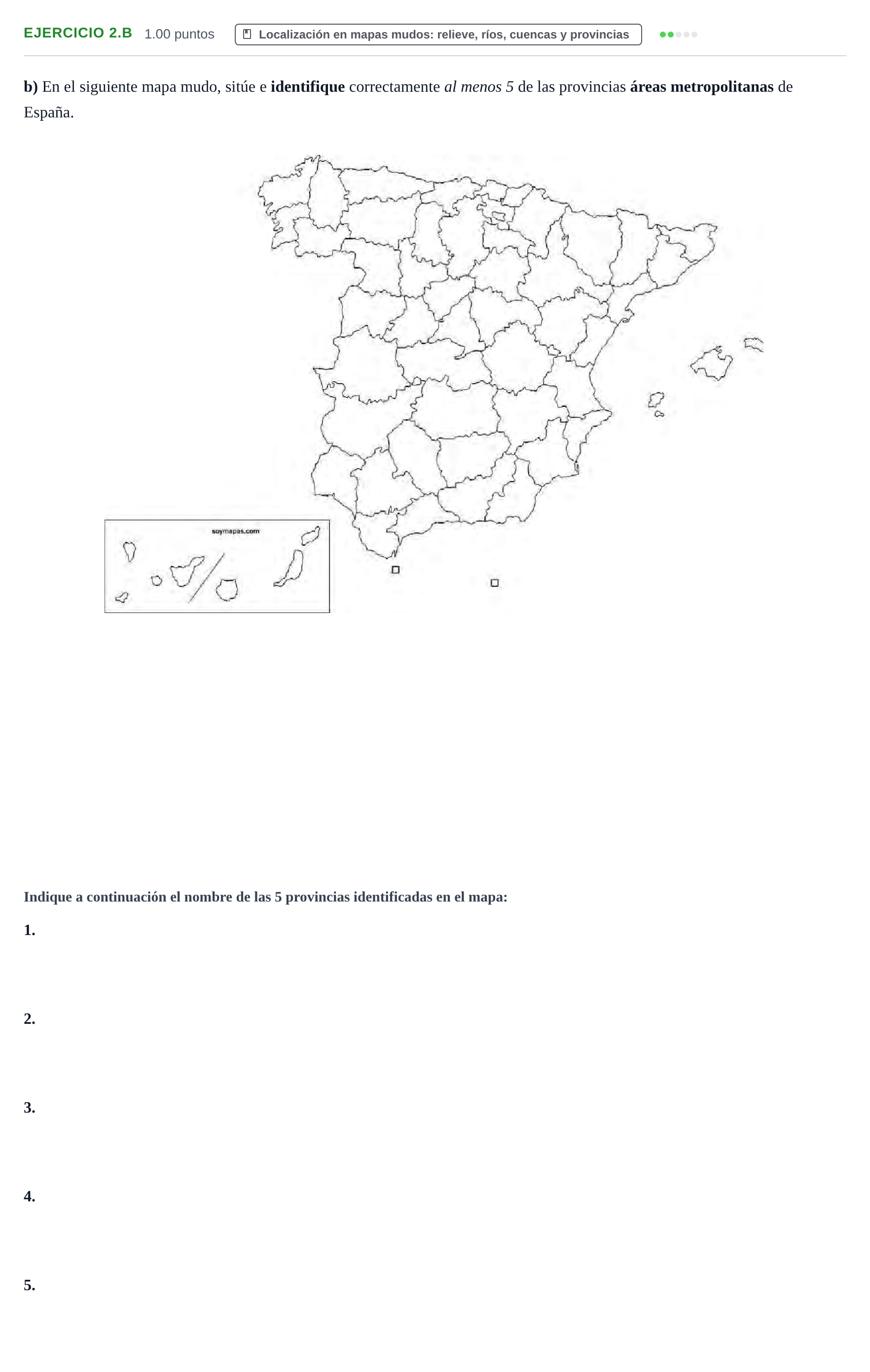 Enunciado: Ejercicio 2.b · Geografía PAU Cantabria Extraordinaria 2021