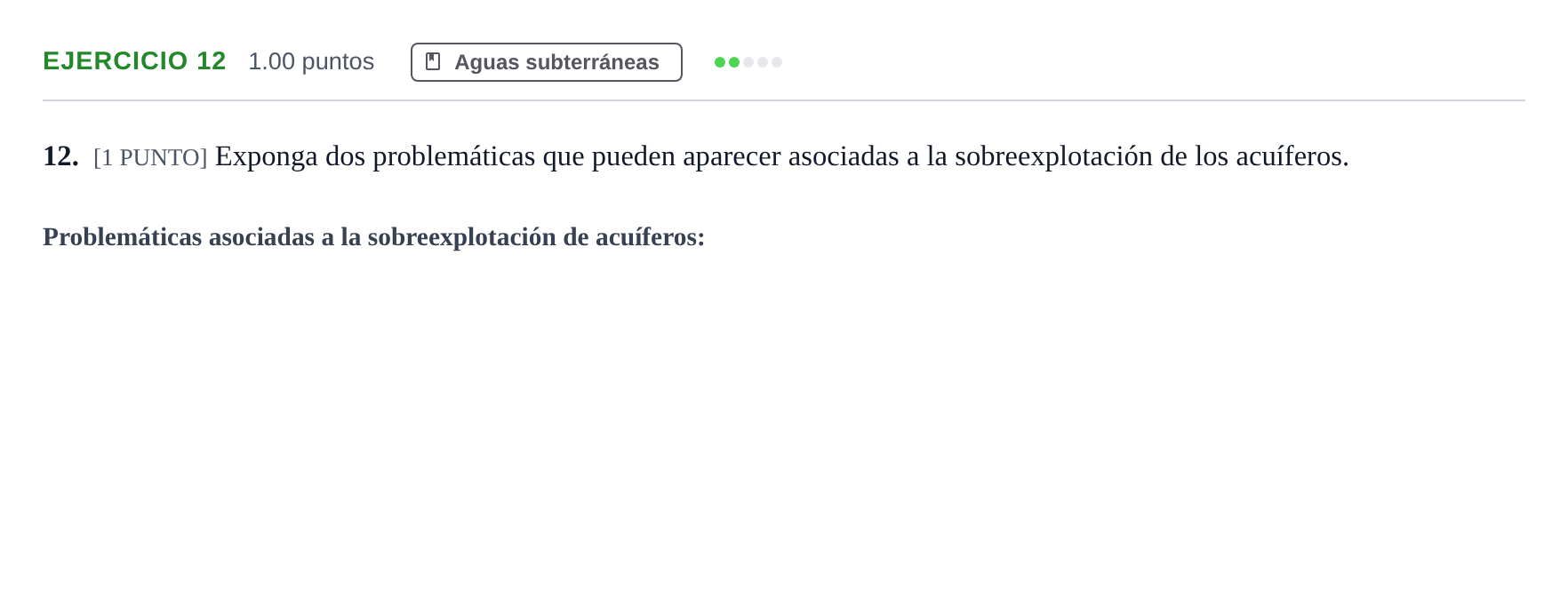 Enunciado: Problema 12 · Geología y Ciencias Ambientales PAU Cantabria Extraordinaria 2021
