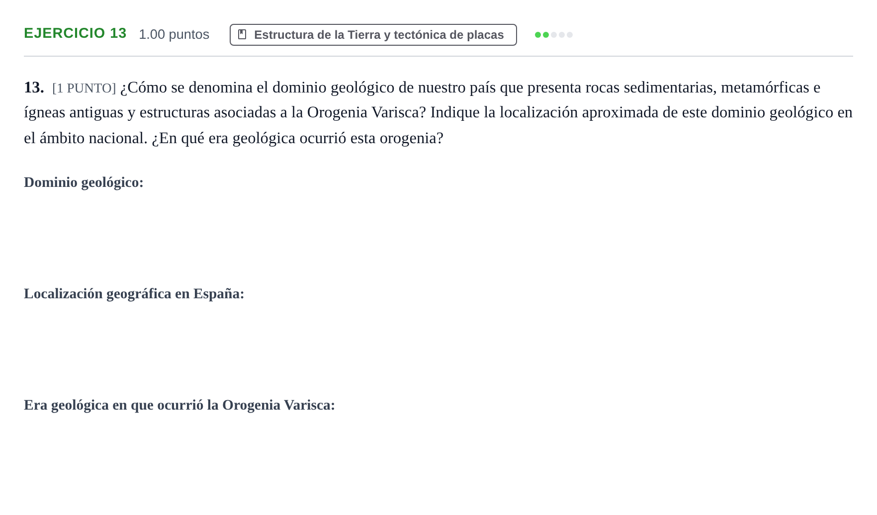 Enunciado: Problema 13 · Geología y Ciencias Ambientales PAU Cantabria Extraordinaria 2021