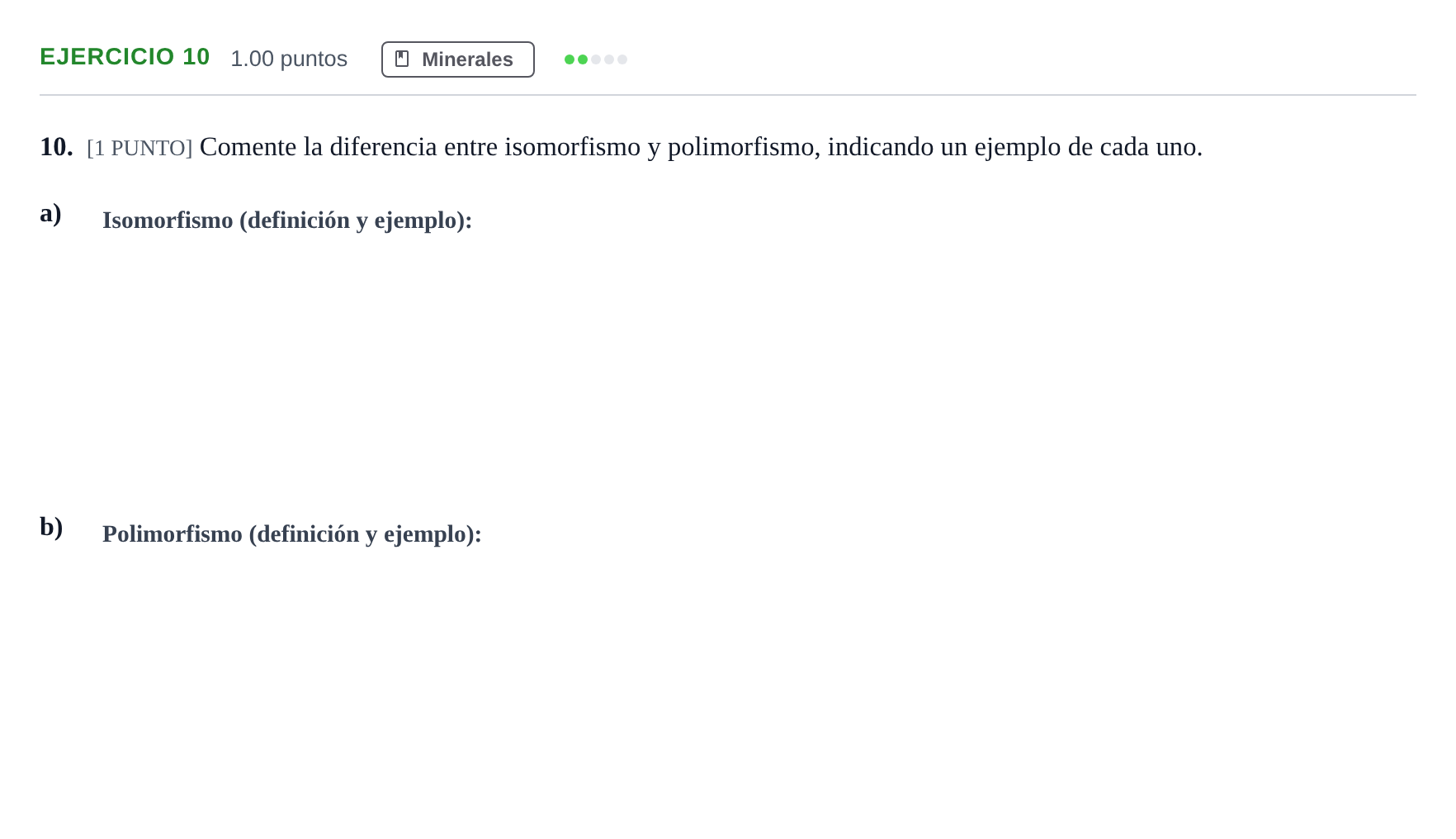 Enunciado: Problema 10 · Geología y Ciencias Ambientales PAU Cantabria Ordinaria 2021