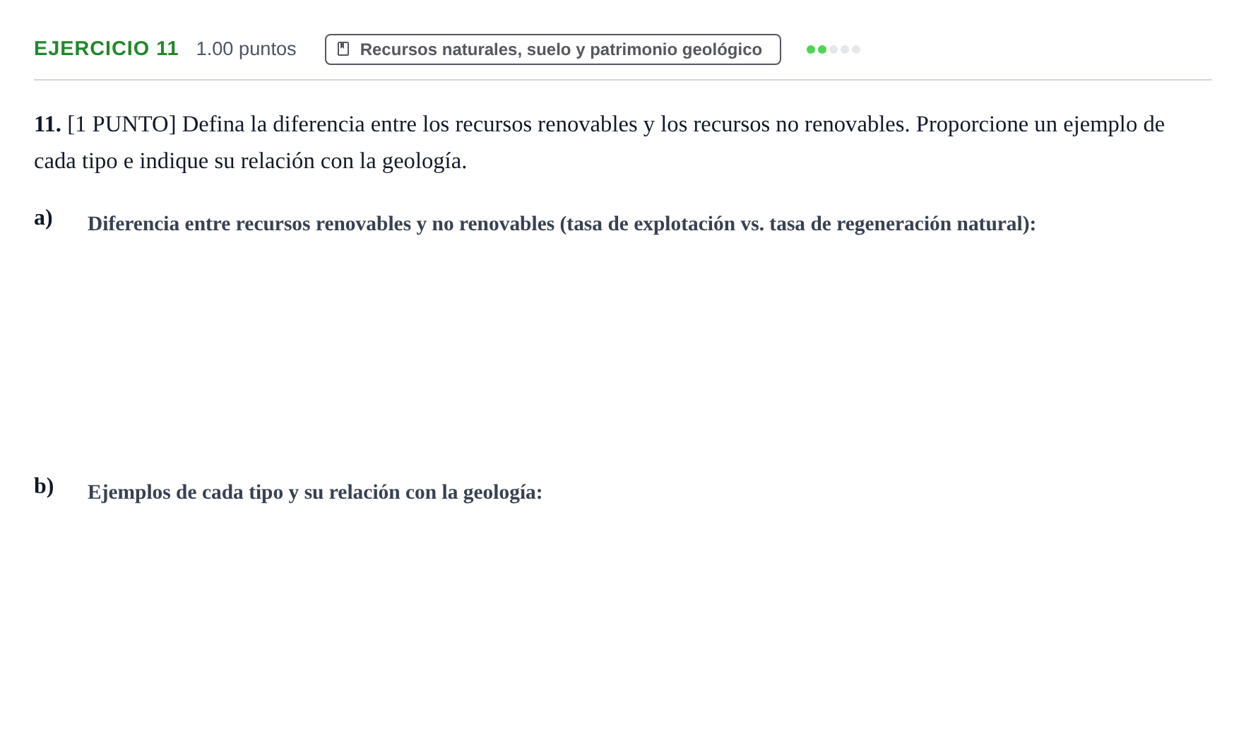 Enunciado: Problema 11 · Geología y Ciencias Ambientales PAU Cantabria Ordinaria 2021