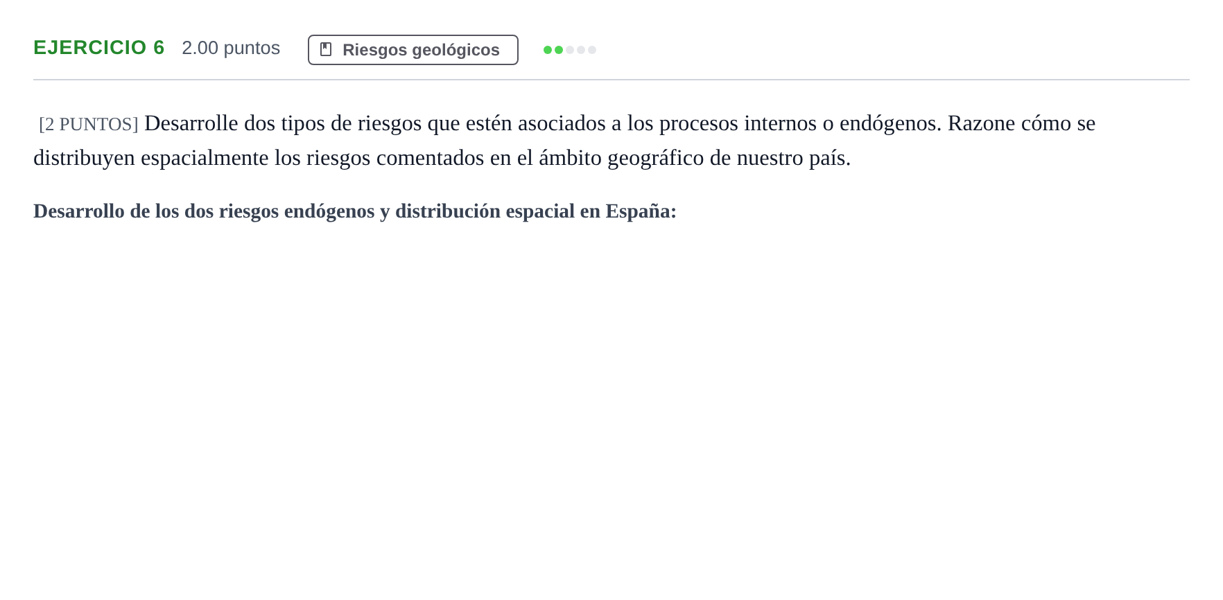Enunciado: Problema 6 · Geología y Ciencias Ambientales PAU Cantabria Ordinaria 2021