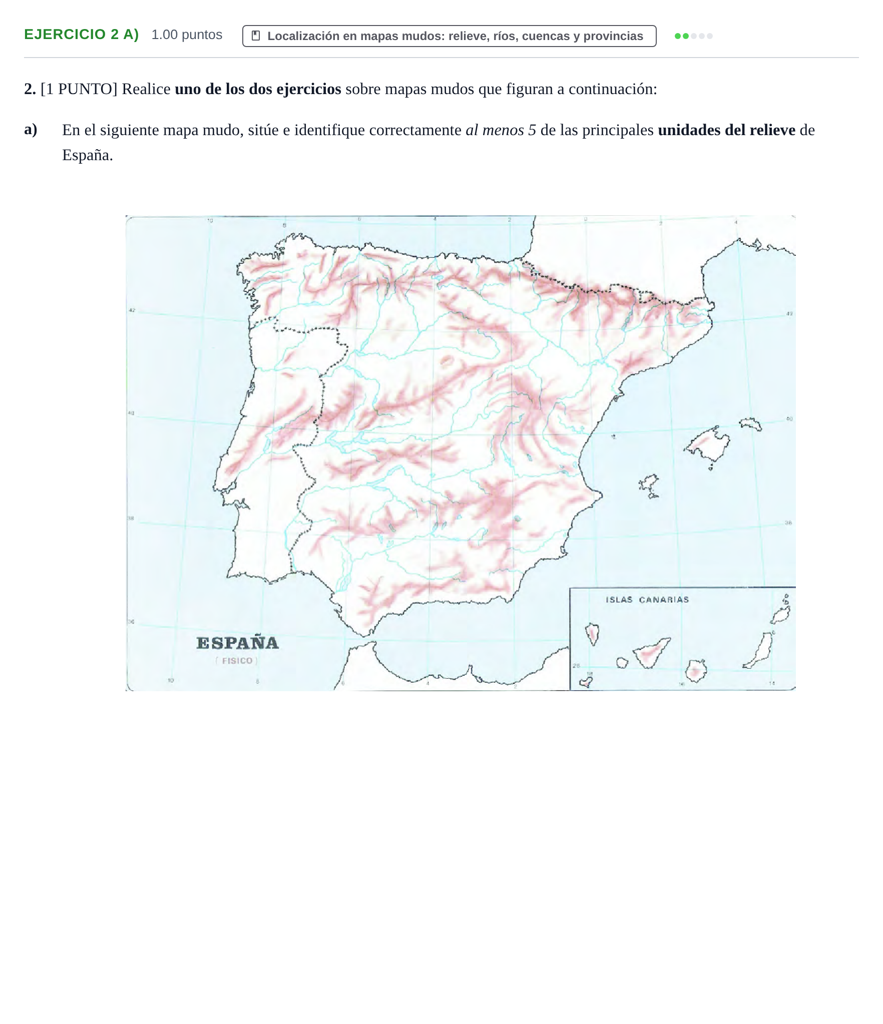 Enunciado: Ejercicio 2 a) · Geografía PAU Cantabria Ordinaria 2021