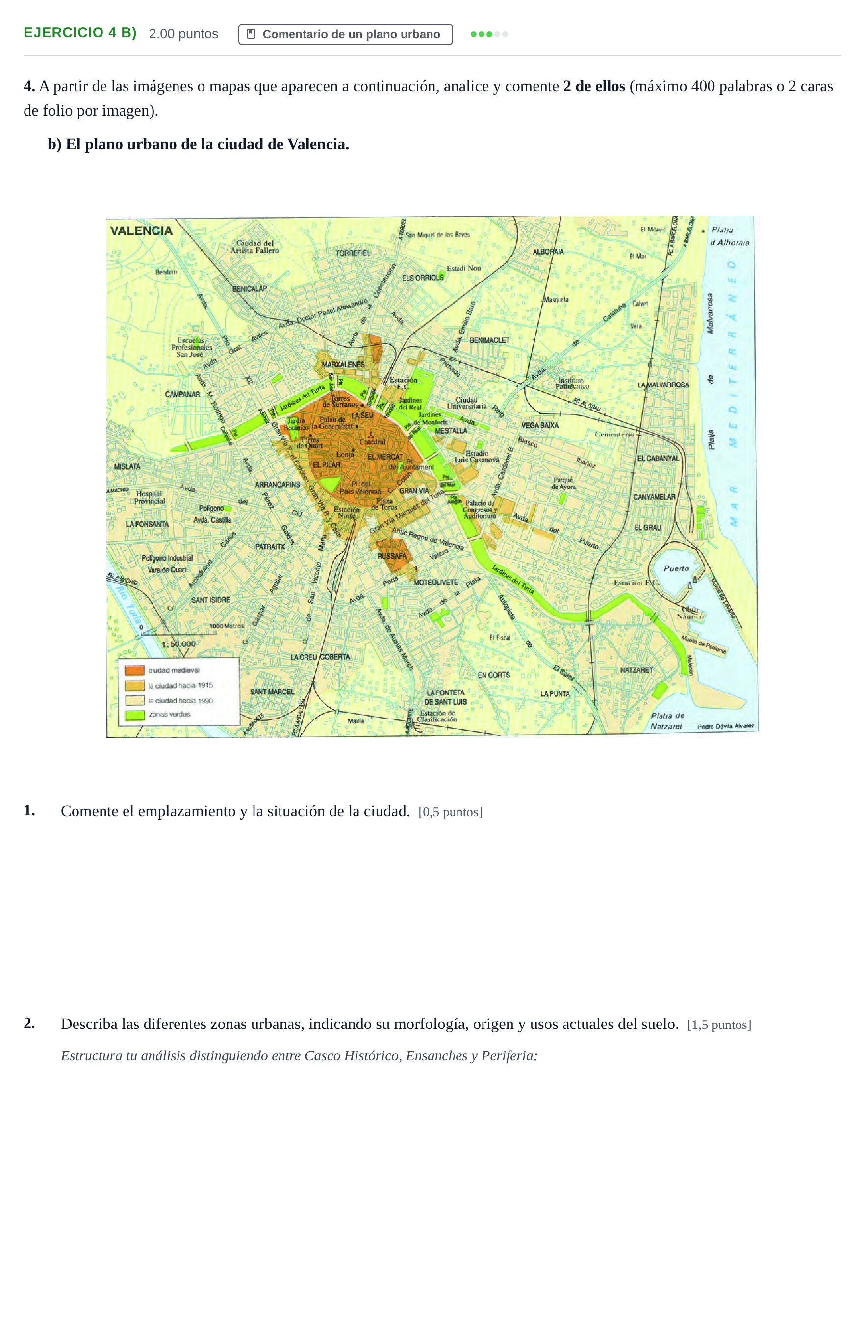 Enunciado: Ejercicio 4 b) · Geografía PAU Cantabria Ordinaria 2021