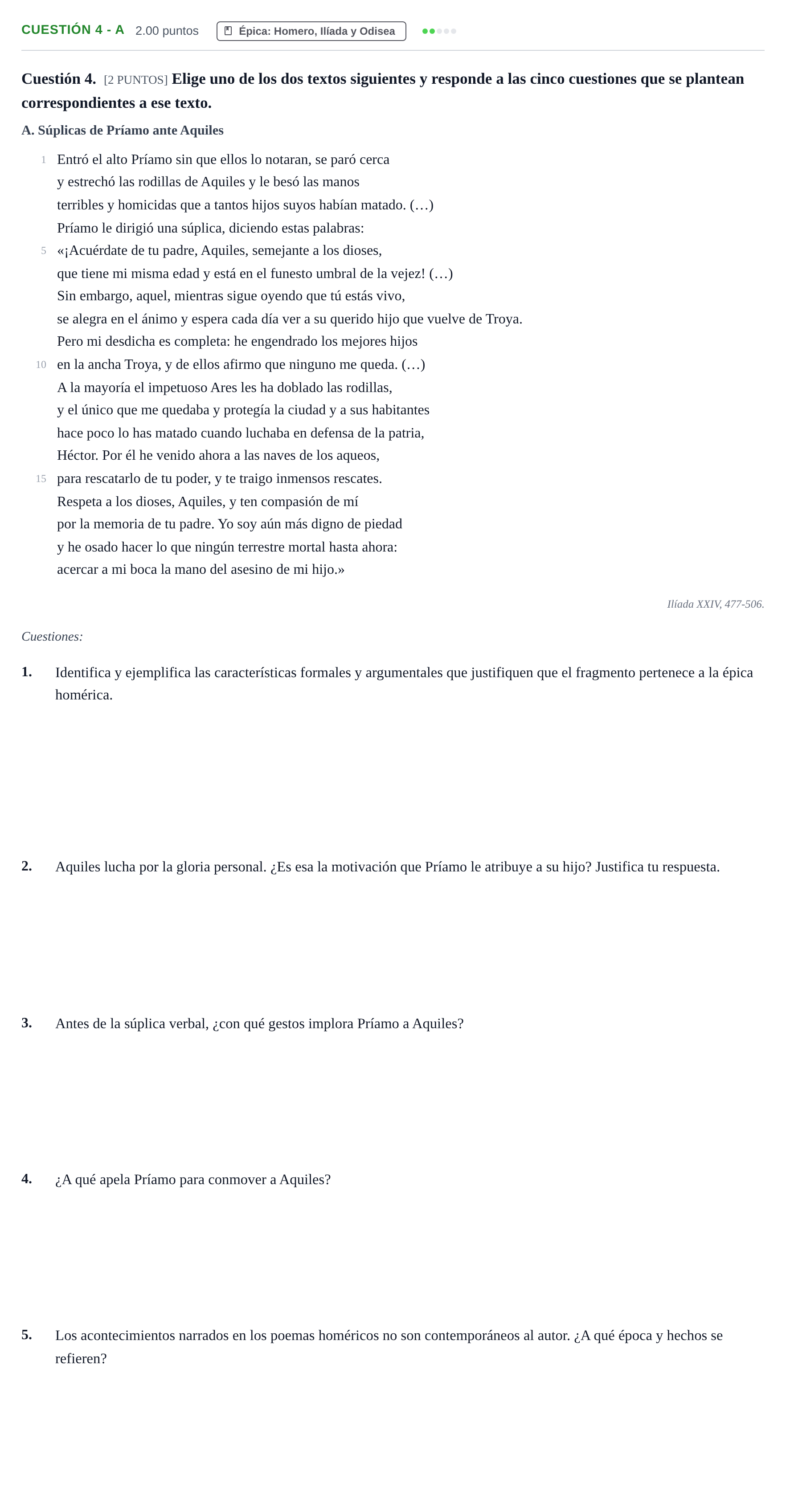 Enunciado: Cuestión 4 - A · Griego II PAU Cantabria Extraordinaria 2021