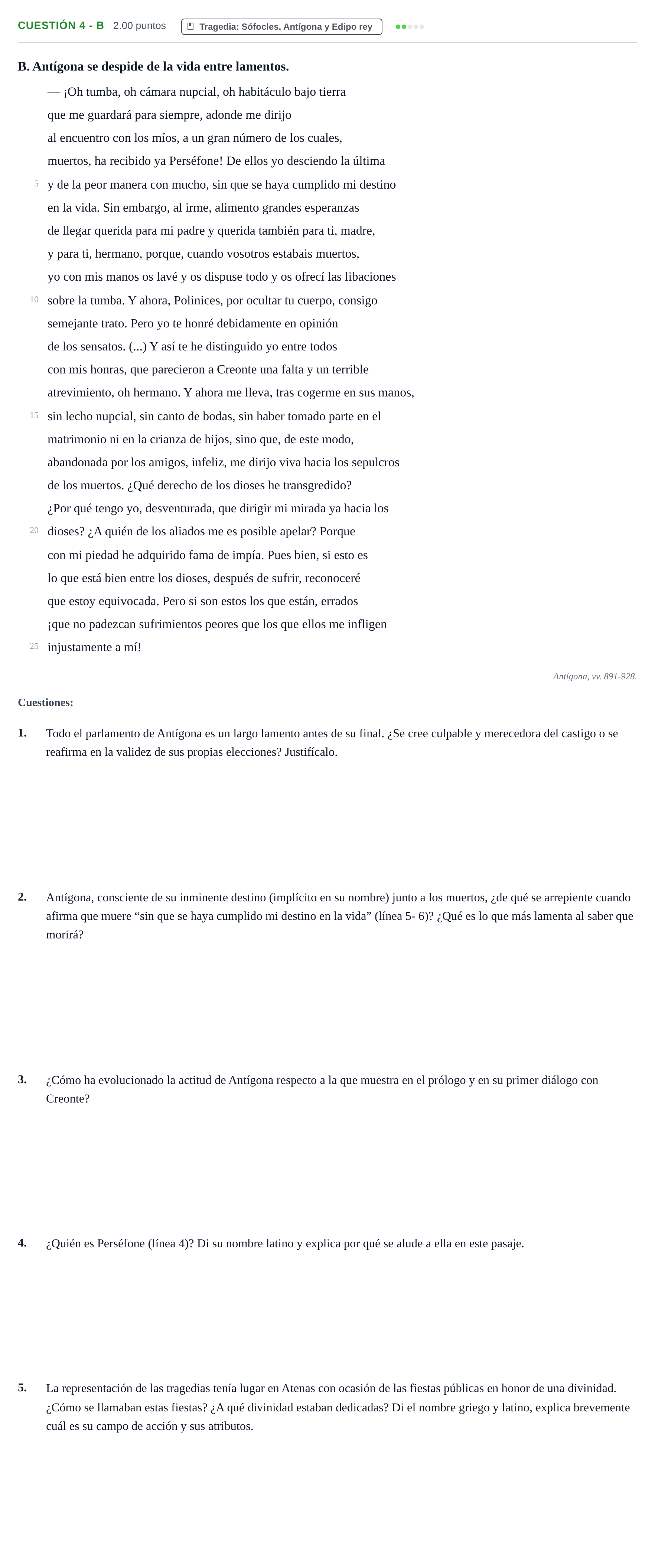Enunciado: Cuestión 4 - B · Griego II PAU Cantabria Extraordinaria 2021