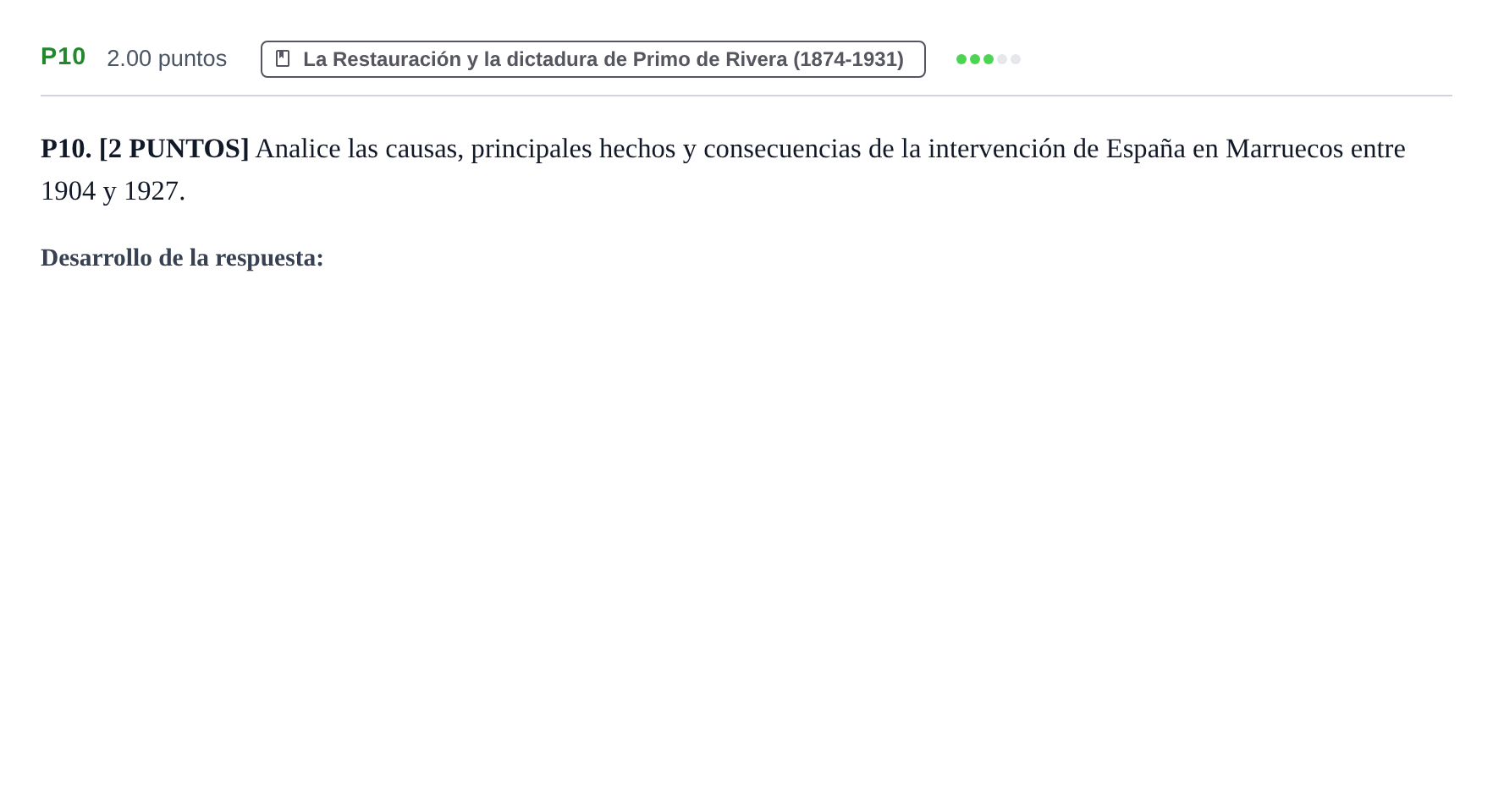 Enunciado: Ejercicio P10 · Historia de España PAU Cantabria Extraordinaria 2021