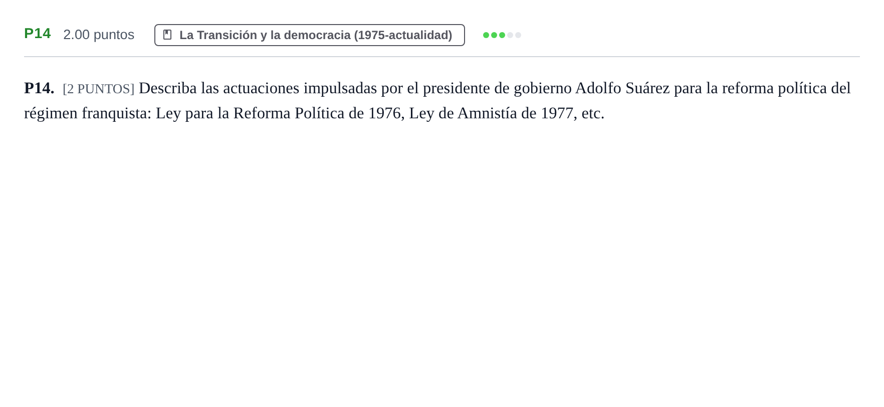 Enunciado: Ejercicio P14 · Historia de España PAU Cantabria Extraordinaria 2021