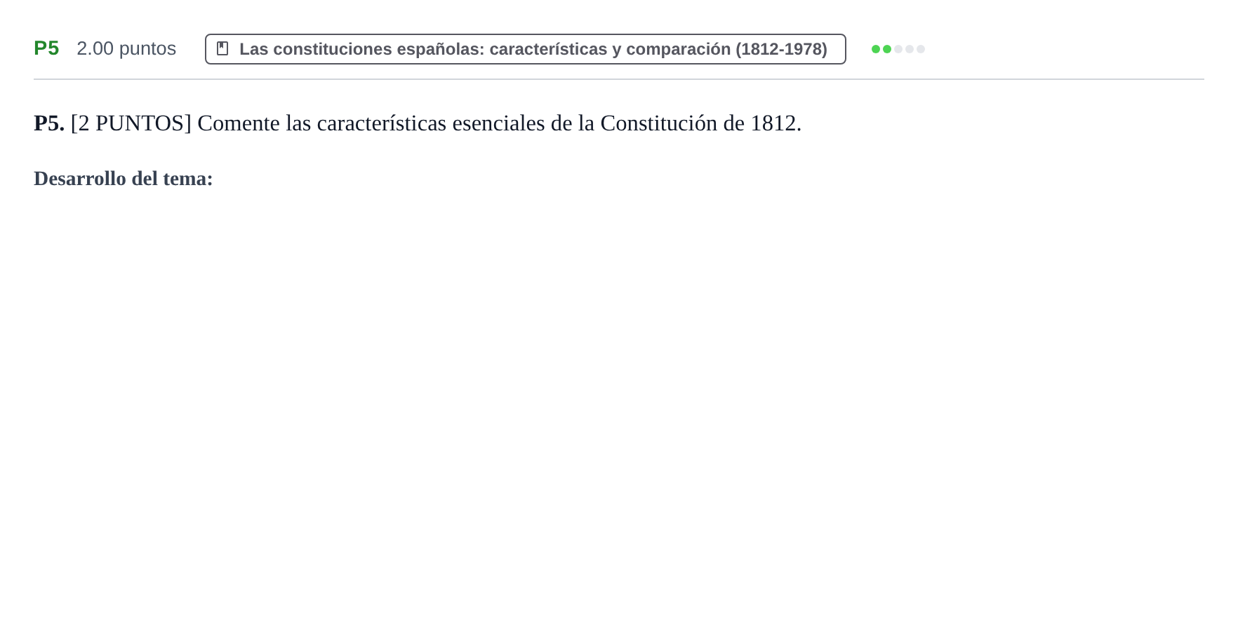 Enunciado: Ejercicio P5 · Historia de España PAU Cantabria Extraordinaria 2021