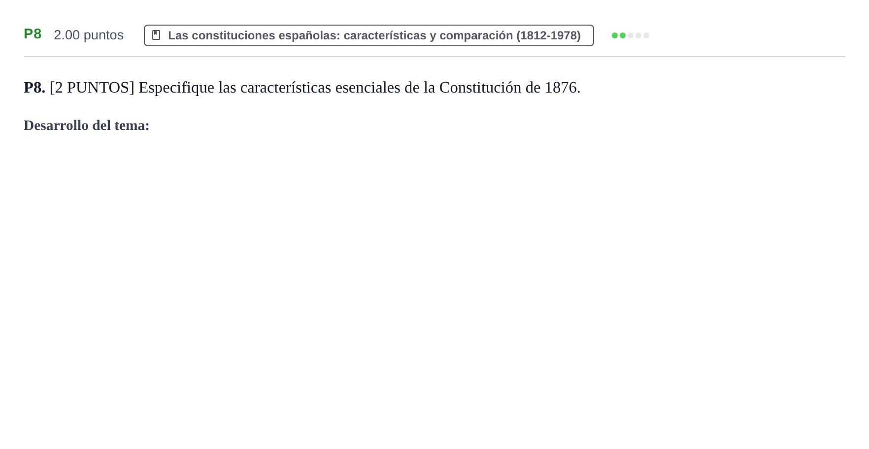 Enunciado: Ejercicio P8 · Historia de España PAU Cantabria Extraordinaria 2021