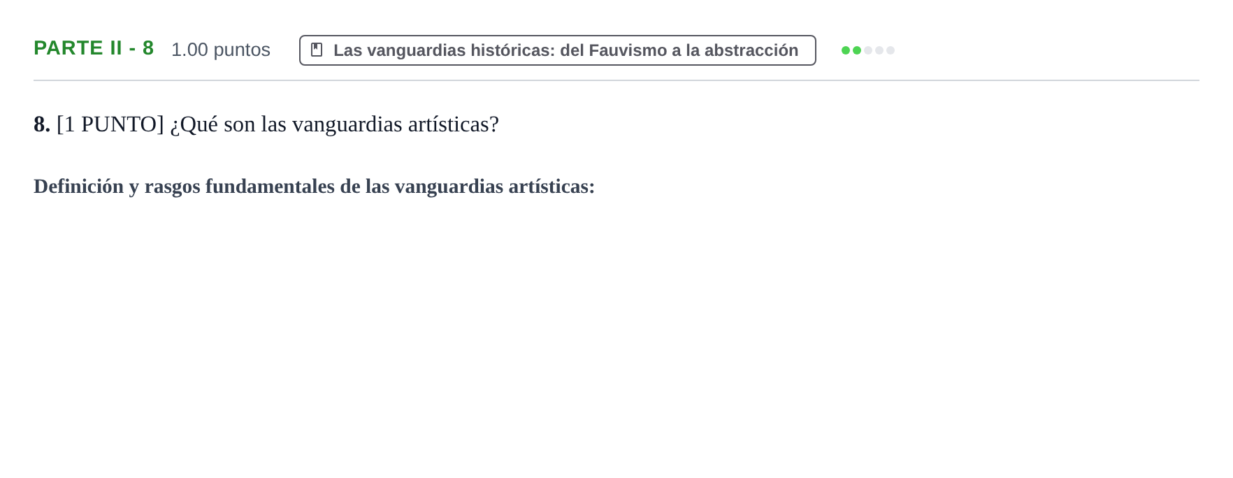 Enunciado: Ejercicio Parte II - 8 · Historia del Arte PAU Cantabria Ordinaria 2021