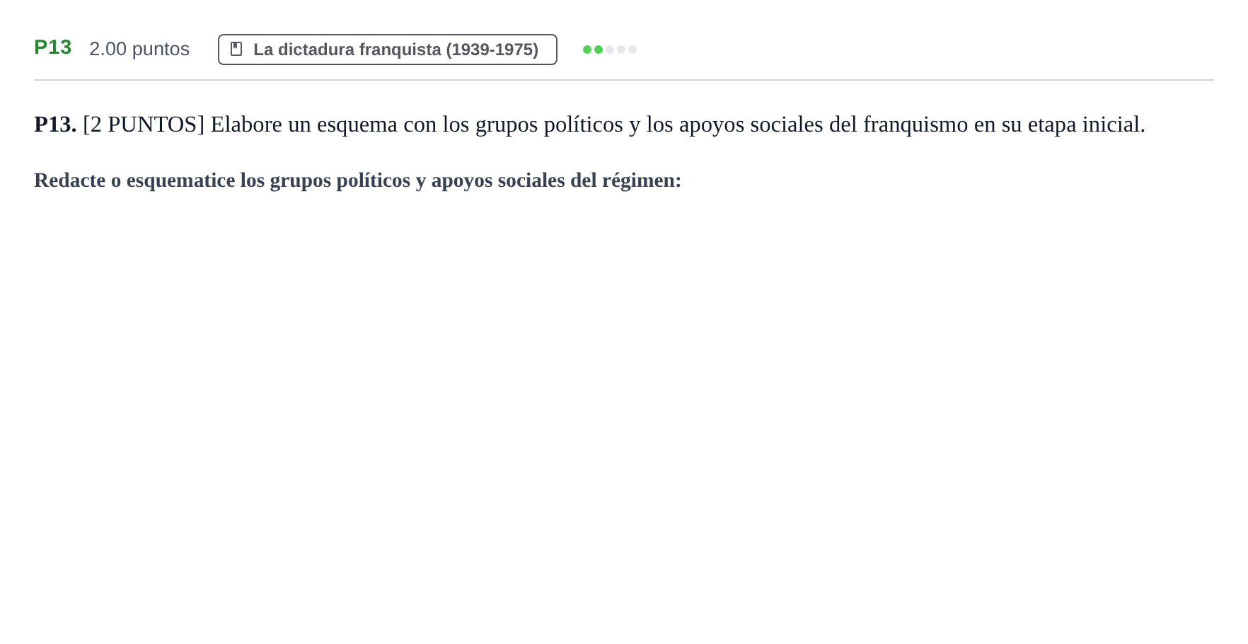 Enunciado: Ejercicio P13 · Historia de España PAU Cantabria Ordinaria 2021