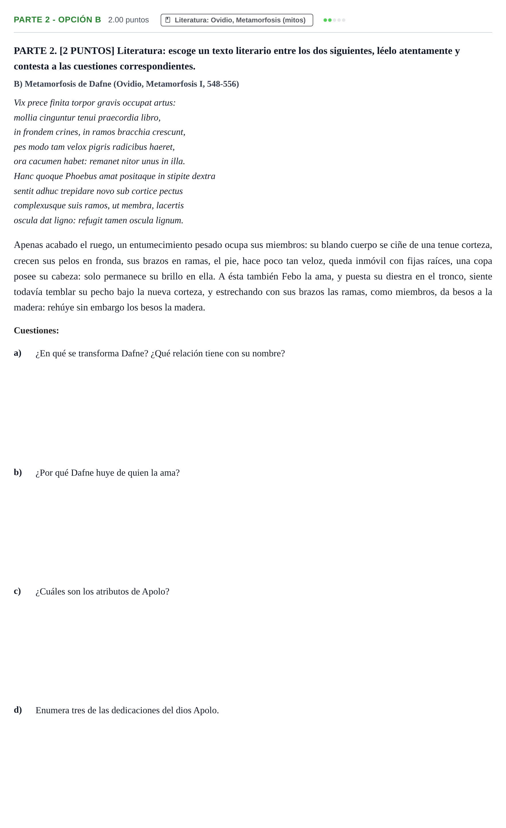 Enunciado: Ejercicio Parte 2 - Opción B · Latín II PAU Cantabria Ordinaria 2021
