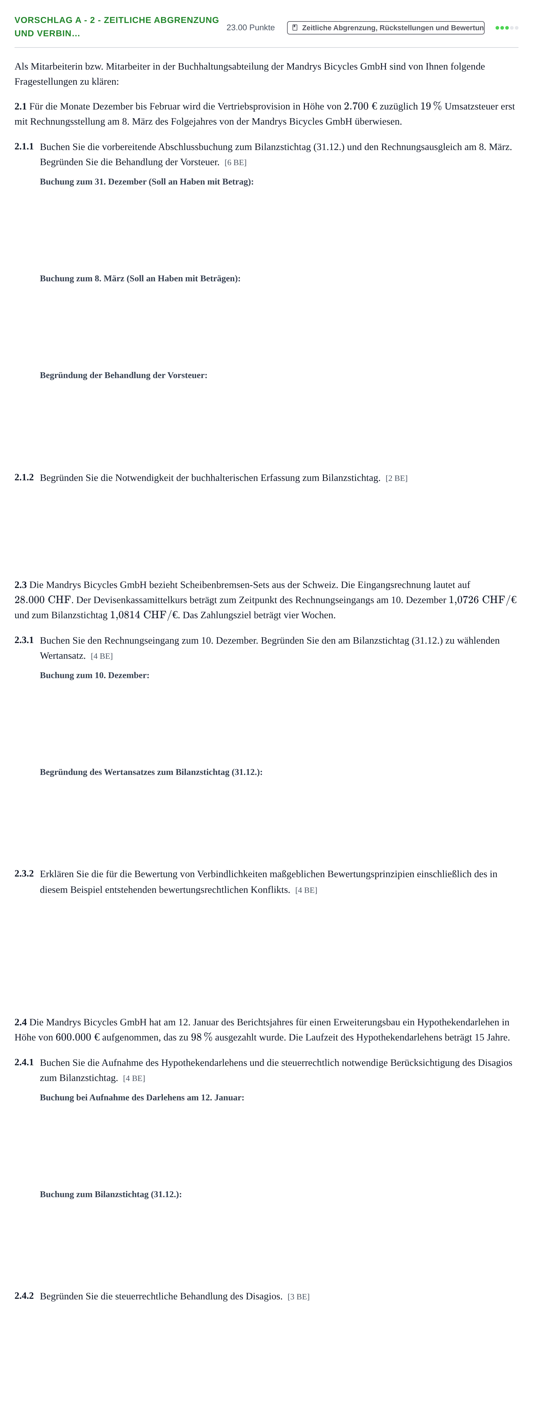 Aufgabenstellung: Aufgabe Vorschlag A - 2 - Zeitliche Abgrenzung und Verbin… · Abitur Hessen Rechnungswesen GK 2021