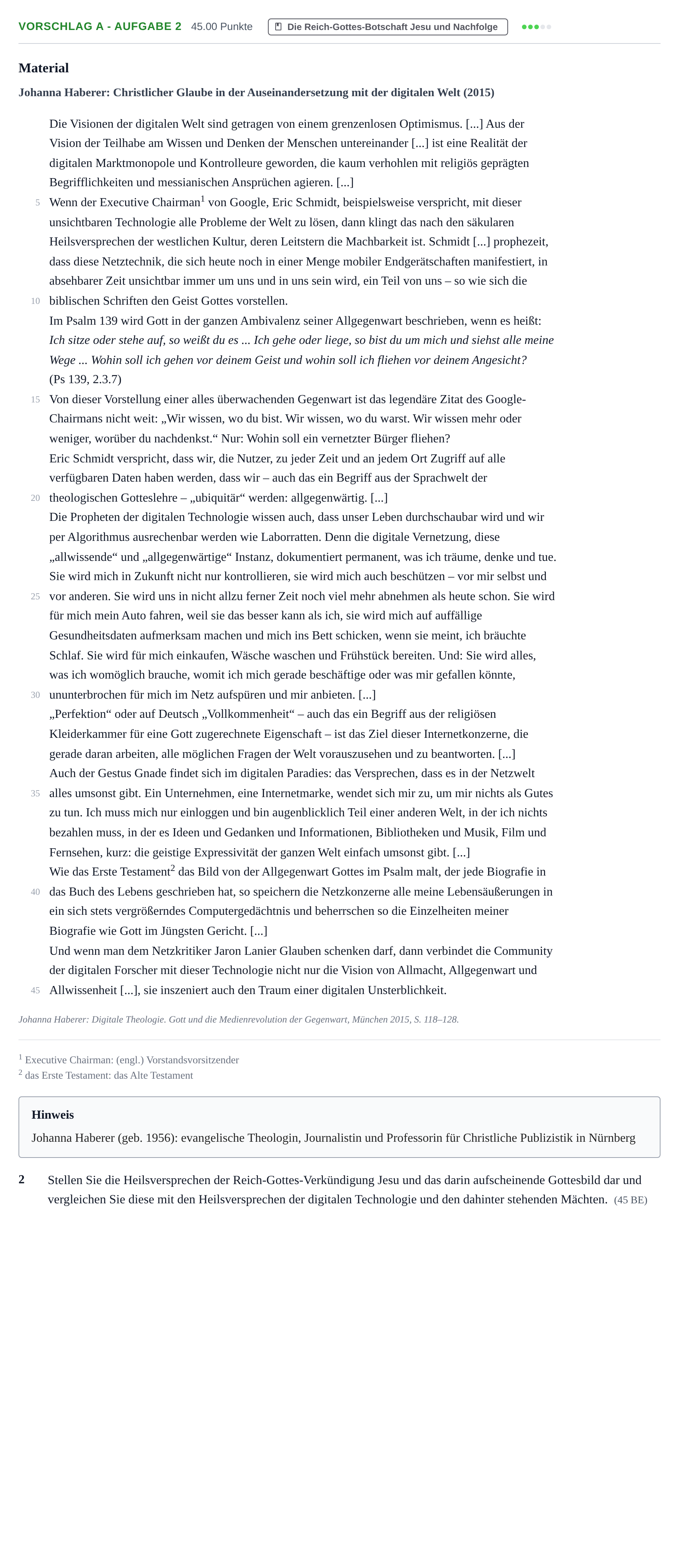 Aufgabenstellung: Aufgabe Vorschlag A - Aufgabe 2 · Abitur Hessen Katholische Religion GK 2021