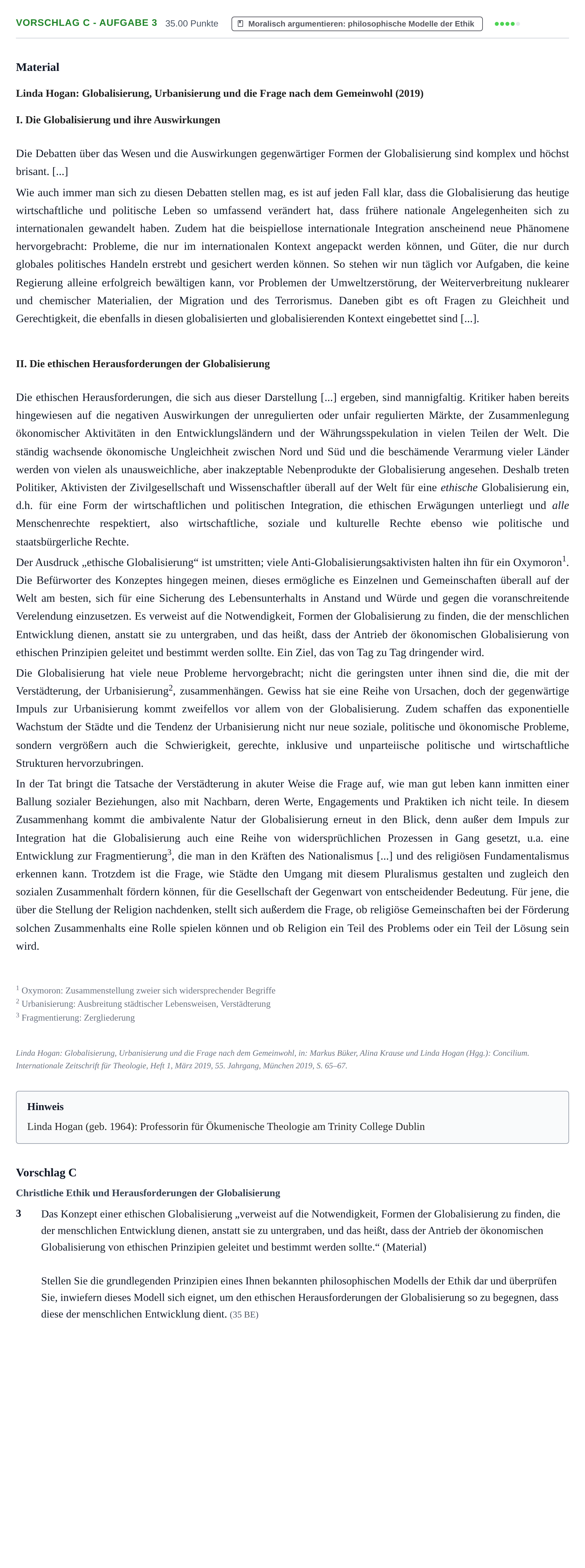 Aufgabenstellung: Aufgabe Vorschlag C - Aufgabe 3 · Abitur Hessen Katholische Religion GK 2021