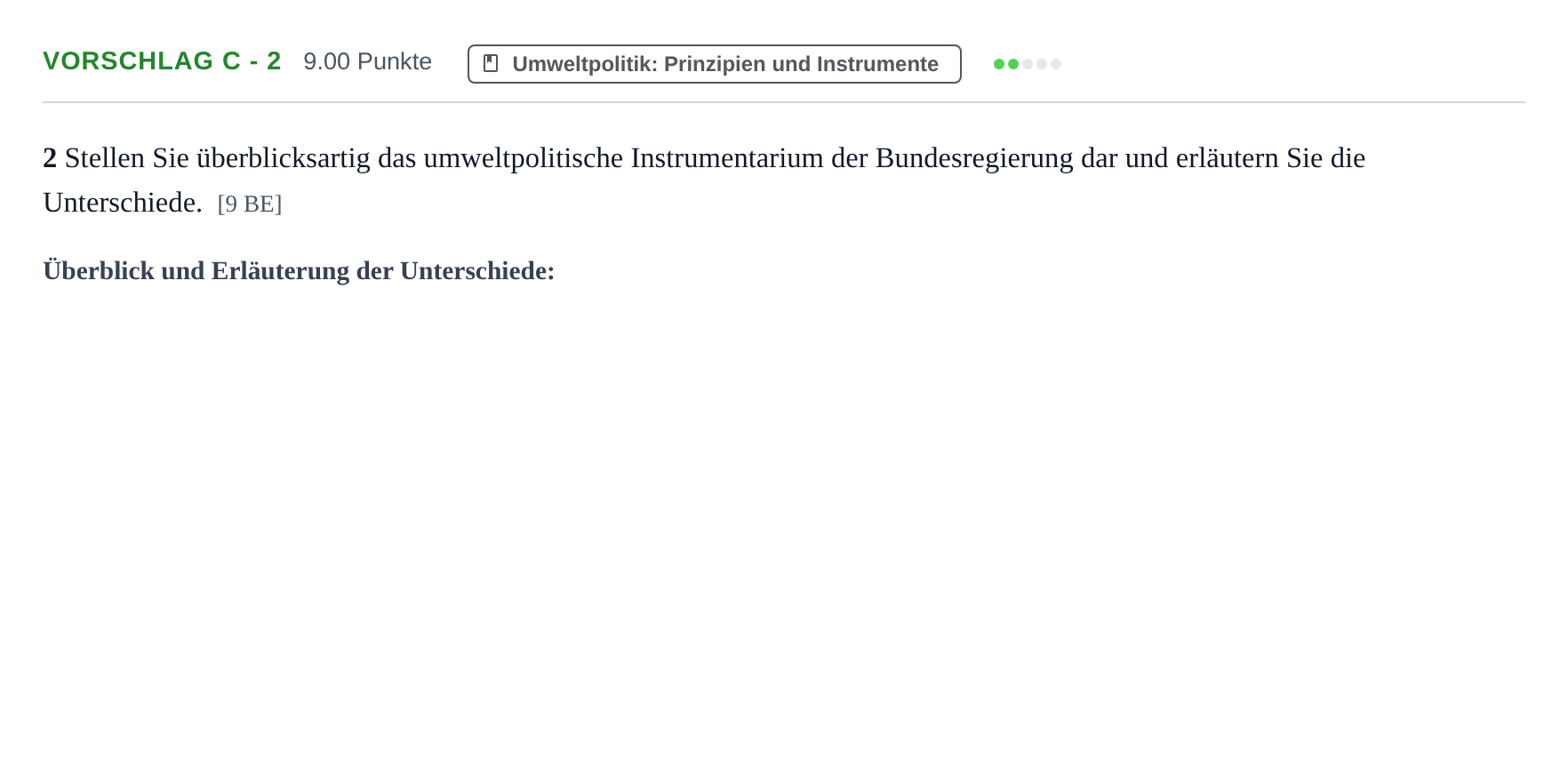 Aufgabenstellung: Aufgabe Vorschlag C - 2 · Abitur Hessen Umweltökonomie GK 2021