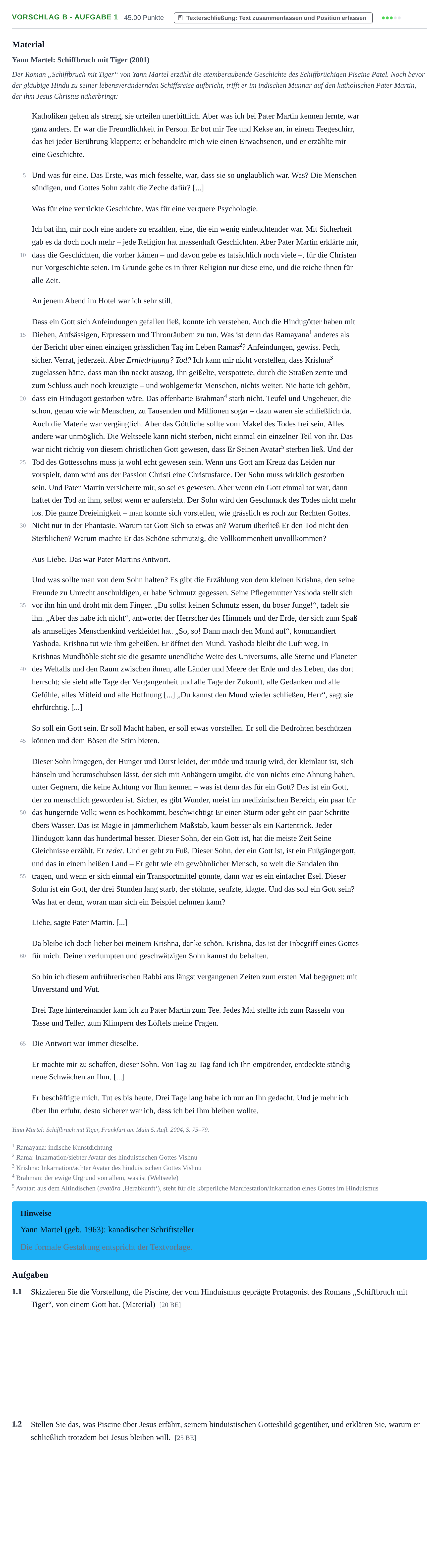 Aufgabenstellung: Aufgabe Vorschlag B - Aufgabe 1 · Abitur Hessen Katholische Religion LK 2021