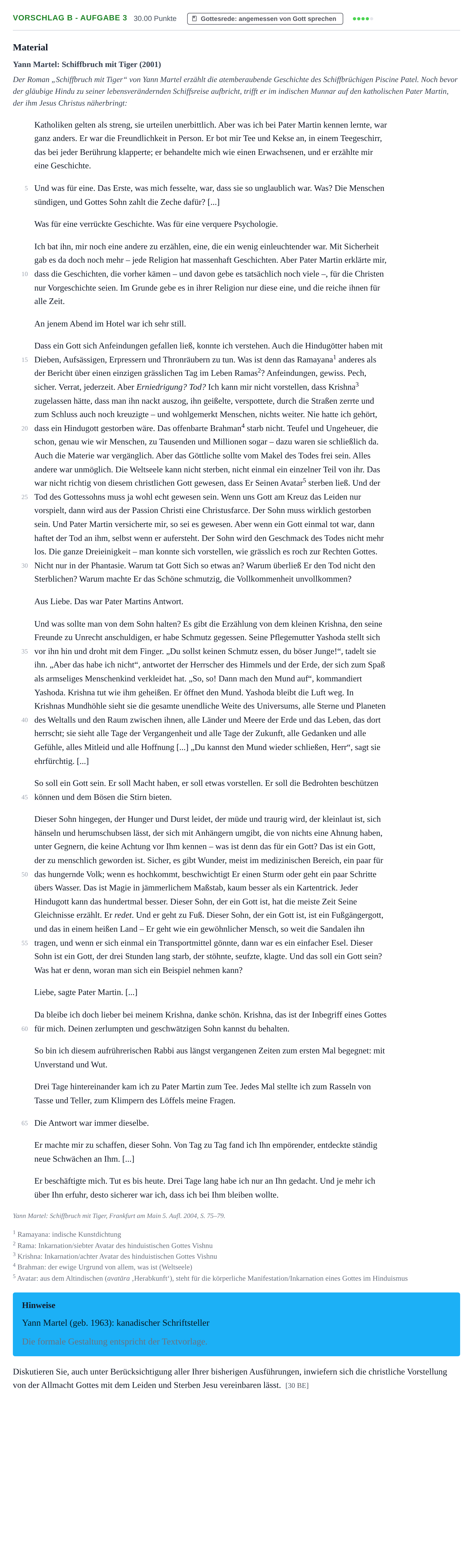 Aufgabenstellung: Aufgabe Vorschlag B - Aufgabe 3 · Abitur Hessen Katholische Religion LK 2021