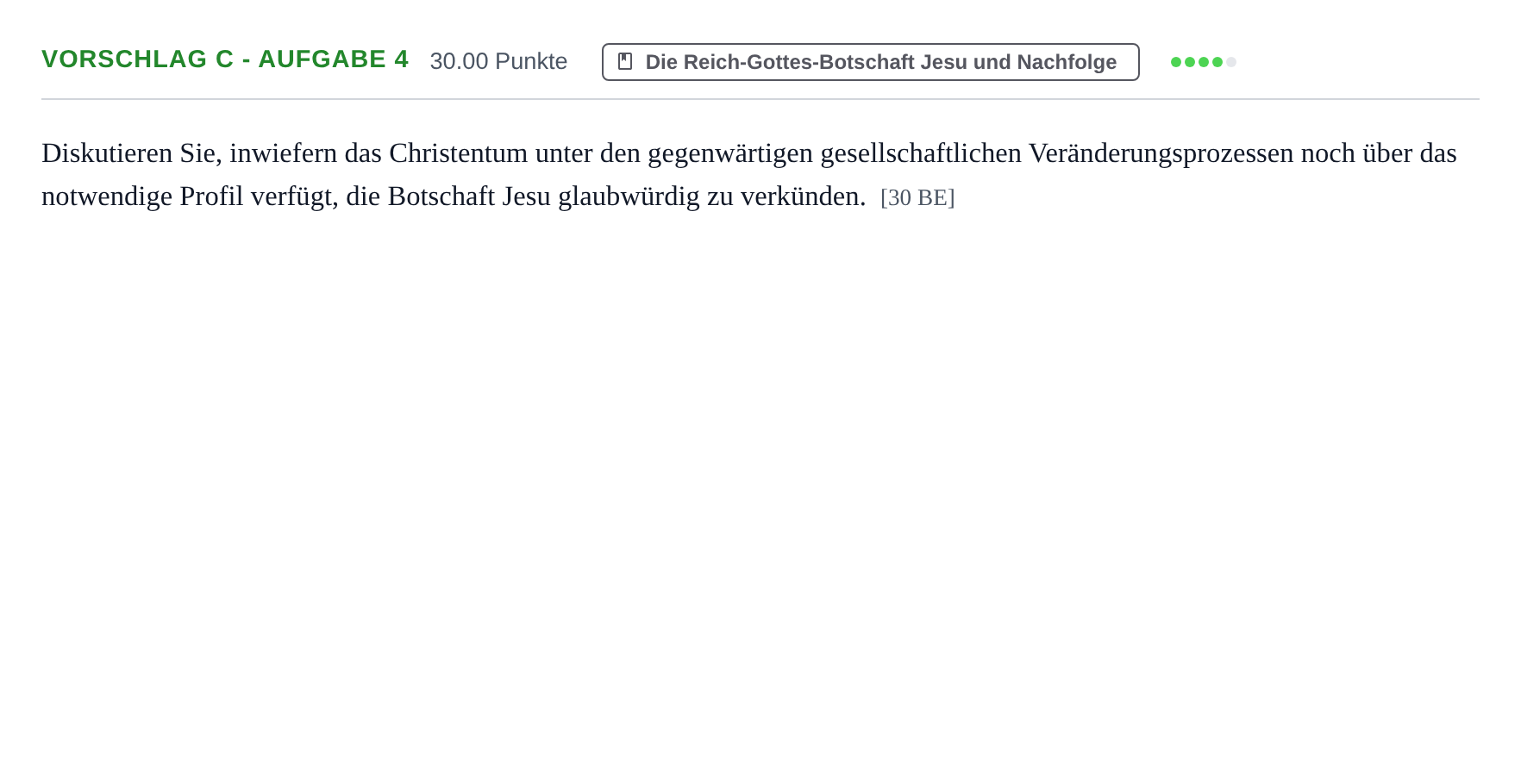 Aufgabenstellung: Aufgabe Vorschlag C - Aufgabe 4 · Abitur Hessen Katholische Religion LK 2021