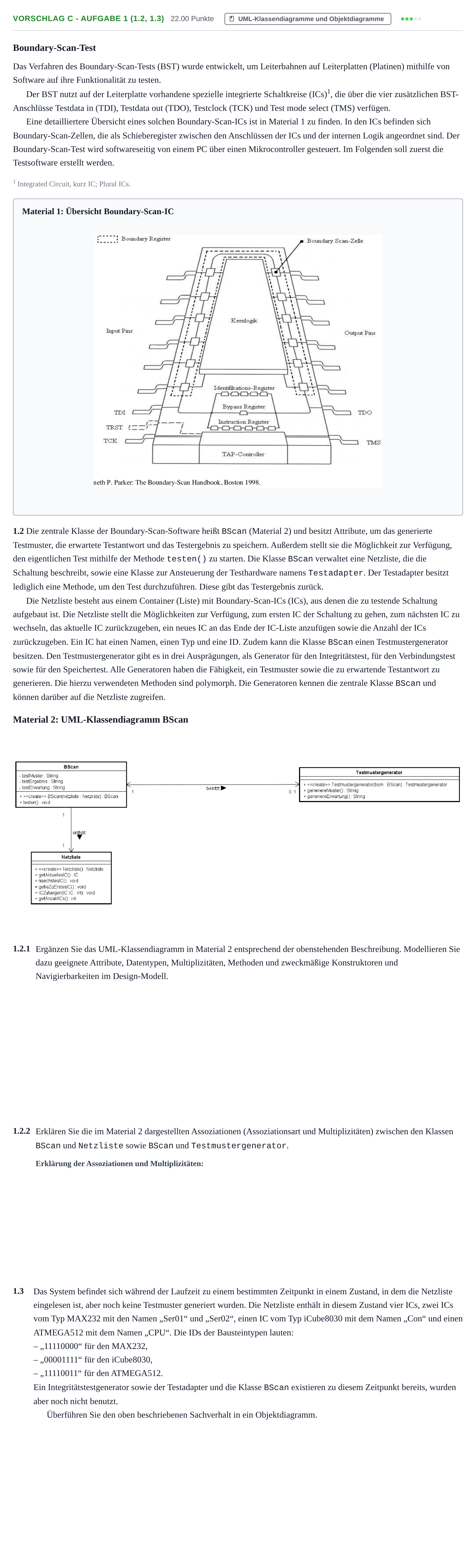 Aufgabenstellung: Aufgabe Vorschlag C - Aufgabe 1 (1.2, 1.3) · Abitur Hessen Technische Informatik LK 2021