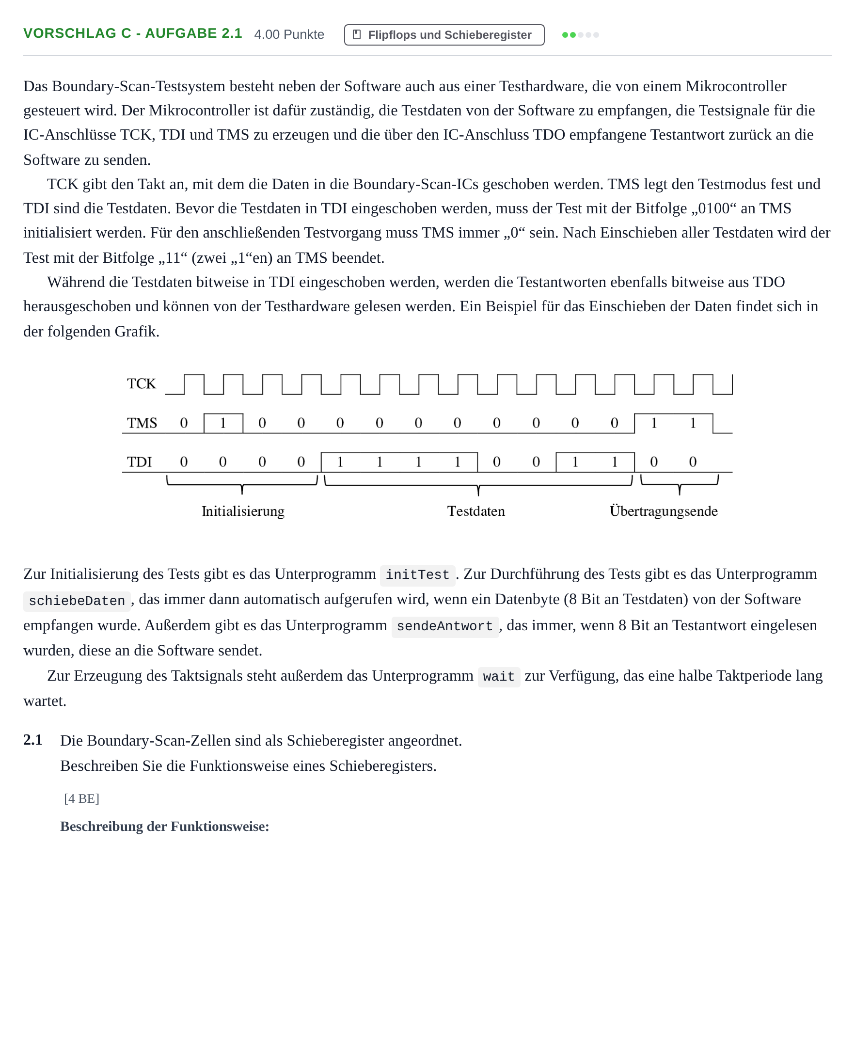 Aufgabenstellung: Aufgabe Vorschlag C - Aufgabe 2.1 · Abitur Hessen Technische Informatik LK 2021