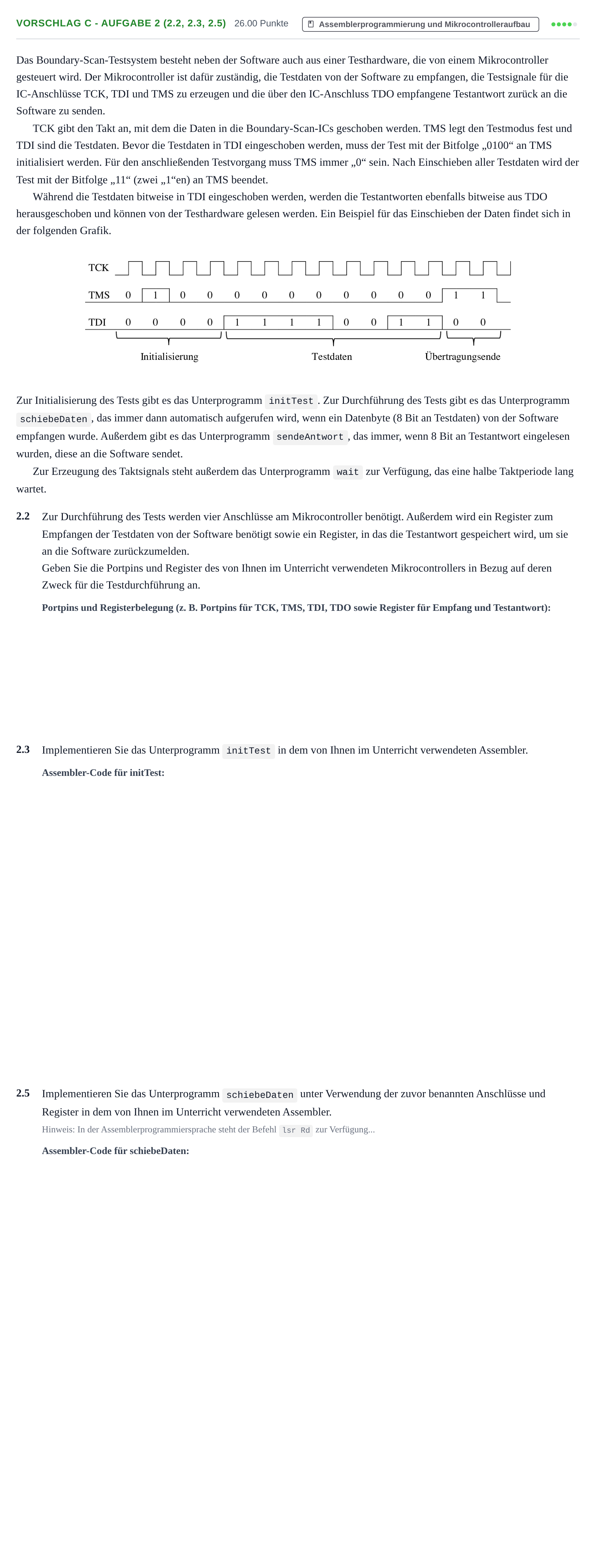 Aufgabenstellung: Aufgabe Vorschlag C - Aufgabe 2 (2.2, 2.3, 2.5) · Abitur Hessen Technische Informatik LK 2021