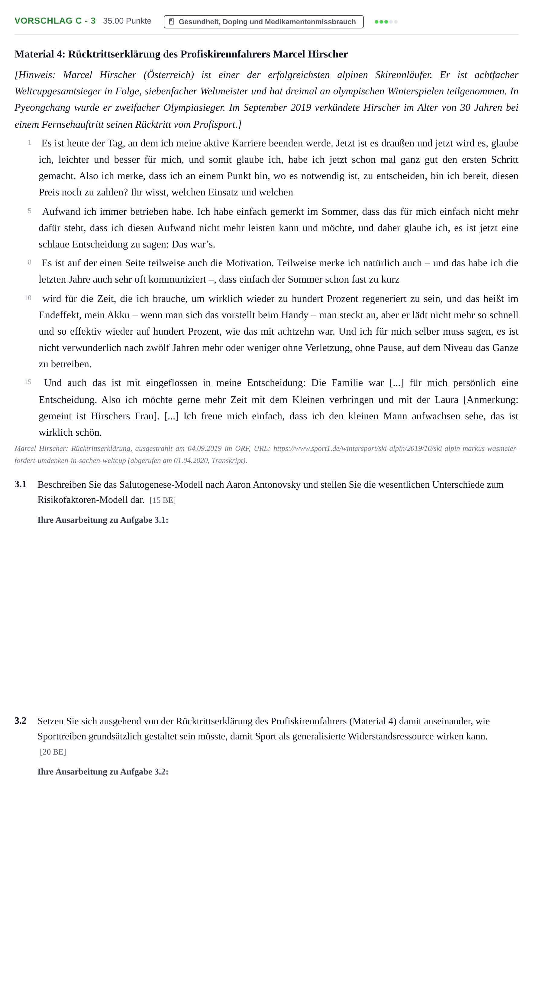 Aufgabenstellung: Aufgabe Vorschlag C - 3 · Abitur Hessen Sport LK 2021