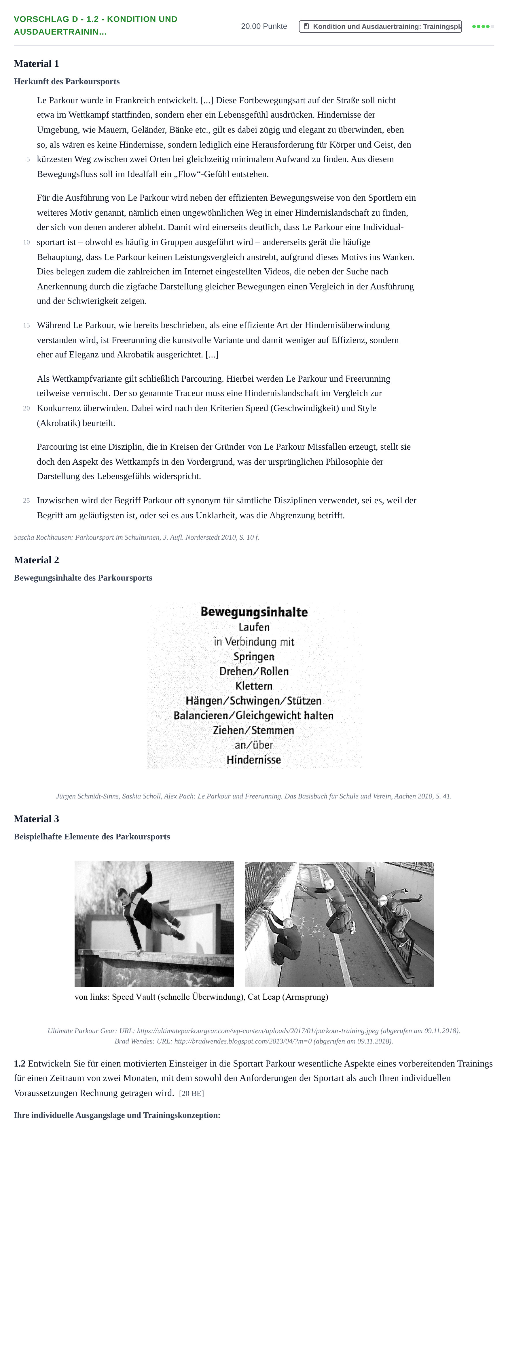 Aufgabenstellung: Aufgabe Vorschlag D - 1.2 - Kondition und Ausdauertrainin… · Abitur Hessen Sport LK 2021