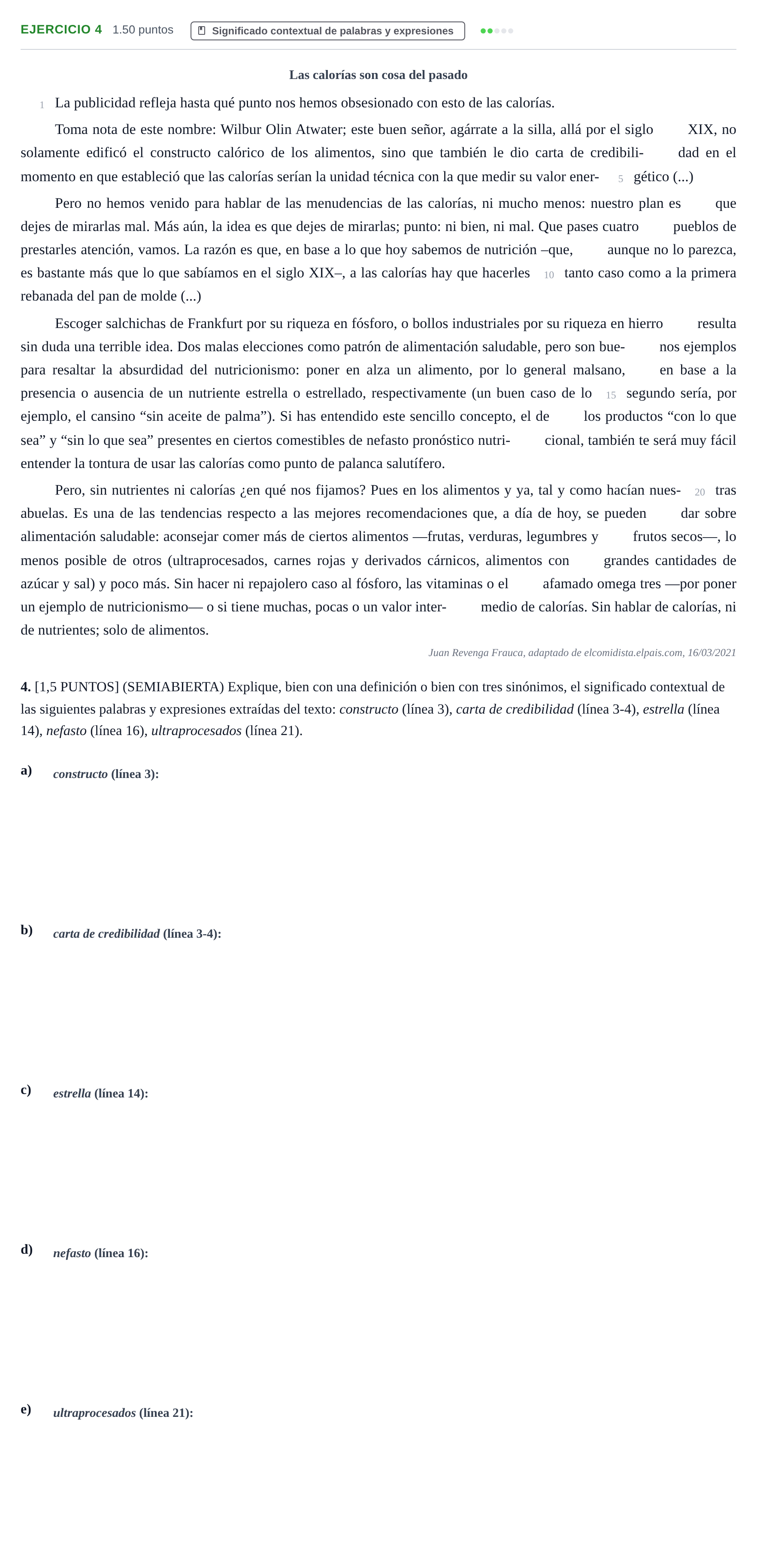 Enunciado: Problema 4 · Lengua Castellana y Literatura II PAU Cantabria Extraordinaria 2021