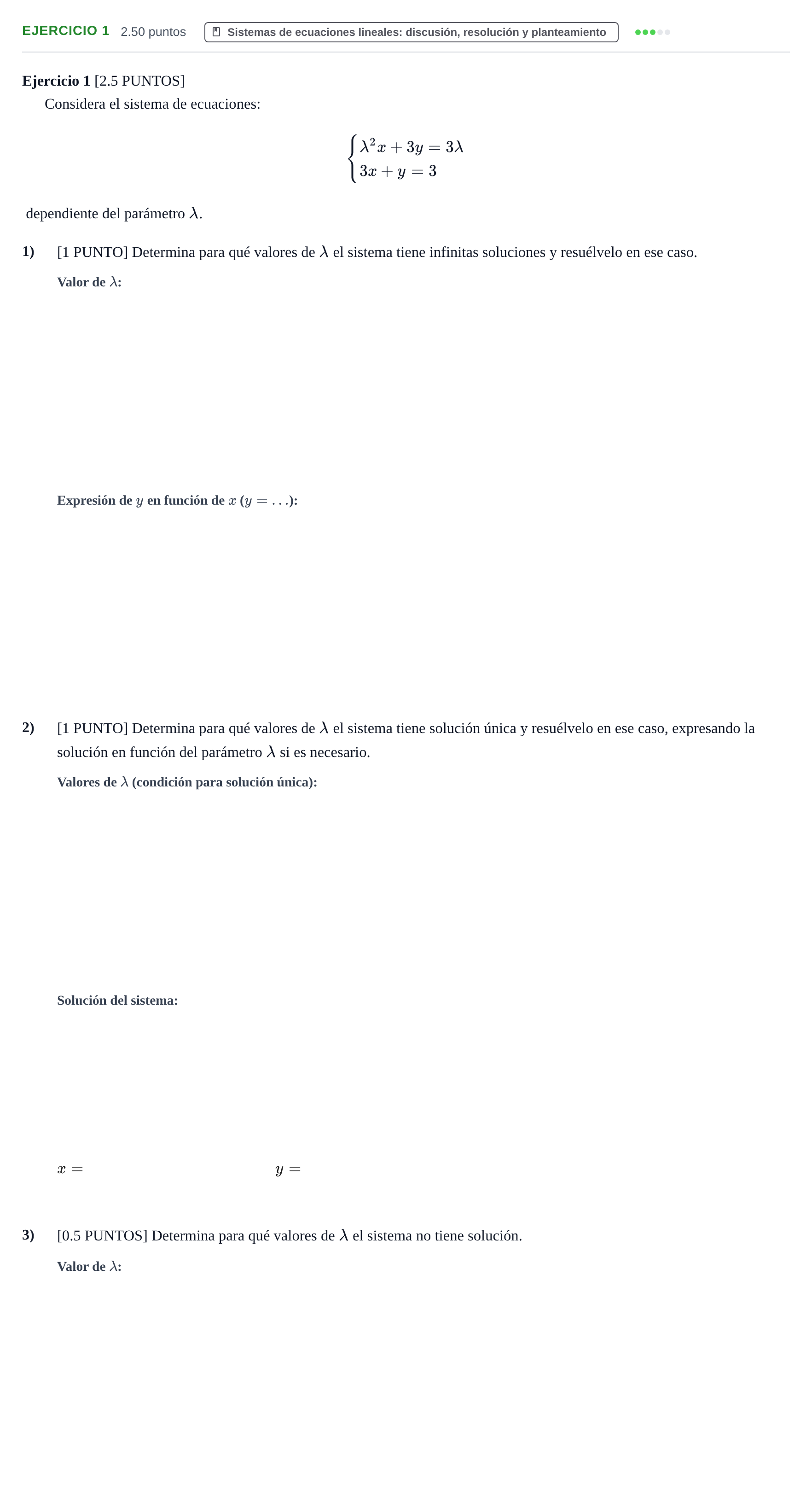 Enunciado: Ejercicio 1 · Matemáticas II PAU Cantabria Extraordinaria 2021