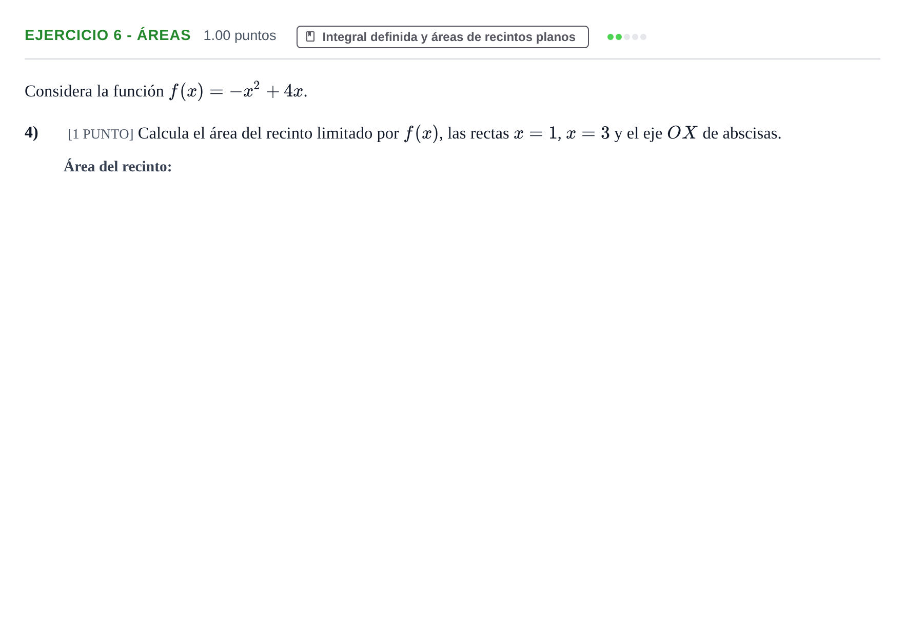 Enunciado: Ejercicio 6 - Áreas · Matemáticas II PAU Cantabria Extraordinaria 2021