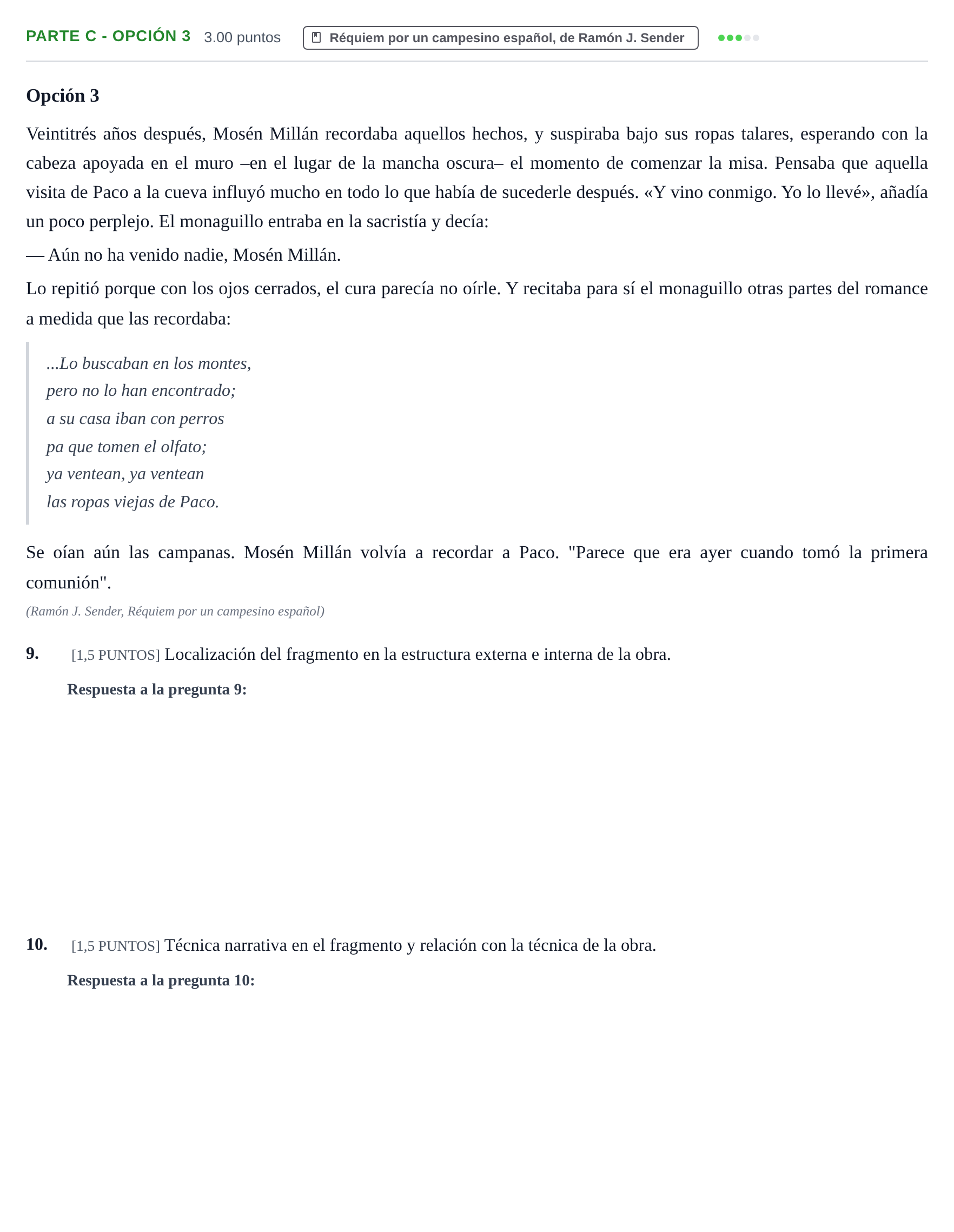 Enunciado: Ejercicio Parte C - Opción 3 · Lengua Castellana y Literatura II PAU Cantabria Ordinaria 2021