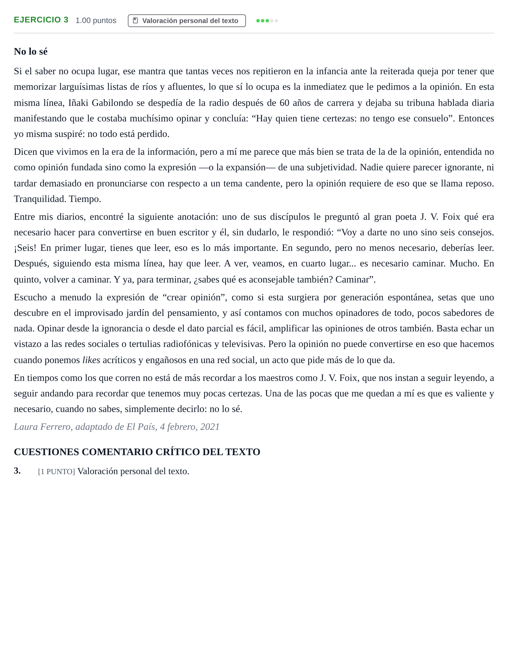 Enunciado: Problema 3 · Lengua Castellana y Literatura II PAU Cantabria Ordinaria 2021