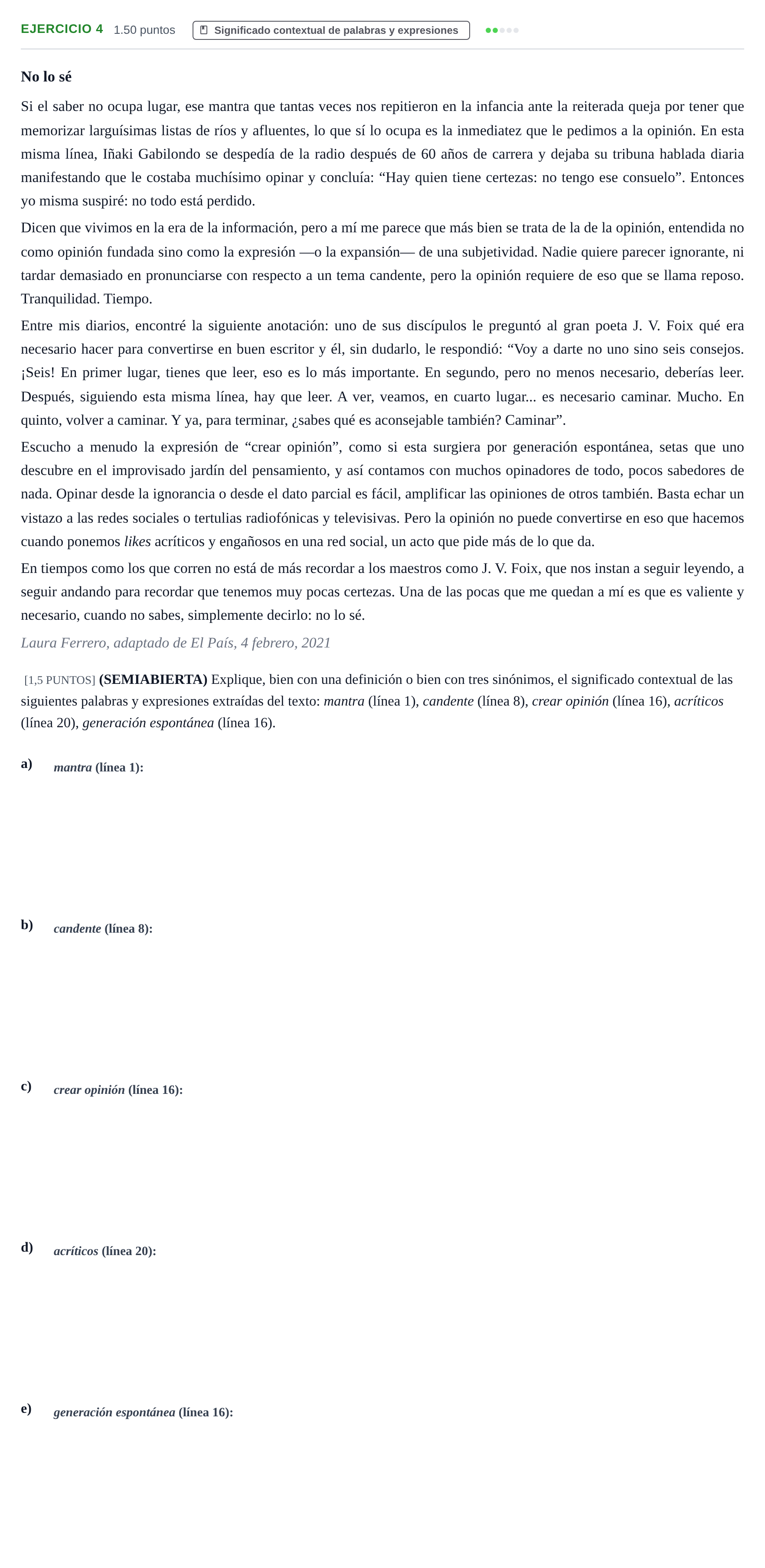 Enunciado: Problema 4 · Lengua Castellana y Literatura II PAU Cantabria Ordinaria 2021