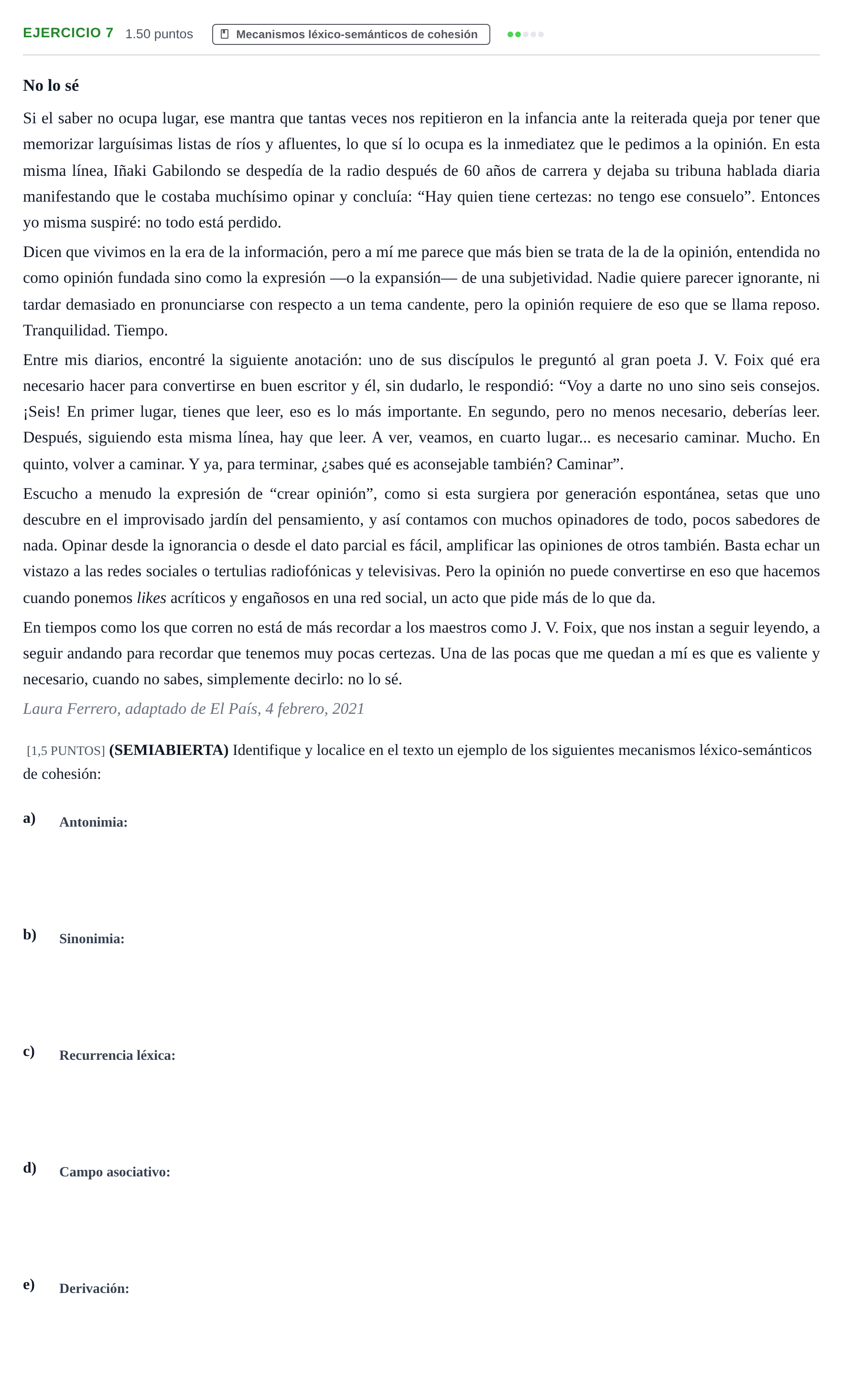Enunciado: Problema 7 · Lengua Castellana y Literatura II PAU Cantabria Ordinaria 2021